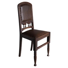 Sculptural Carved Oak Side Chair, Netherlands, 1920s