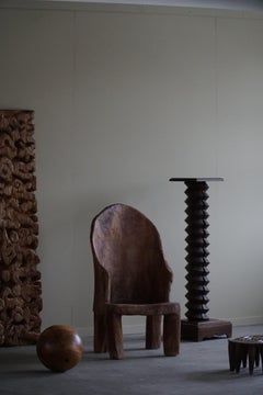 Sculptural Carved Pedestal in Solid Oak, Antique Italian, 19th Century