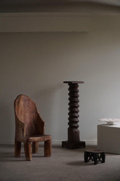 Piedistallo scultoreo intagliato in Oak massiccio, Antico italiano, XIX secolo