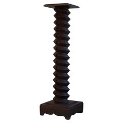 Sculptural Carved Pedestal in Solid Oak, Antique Italian, 19th Century