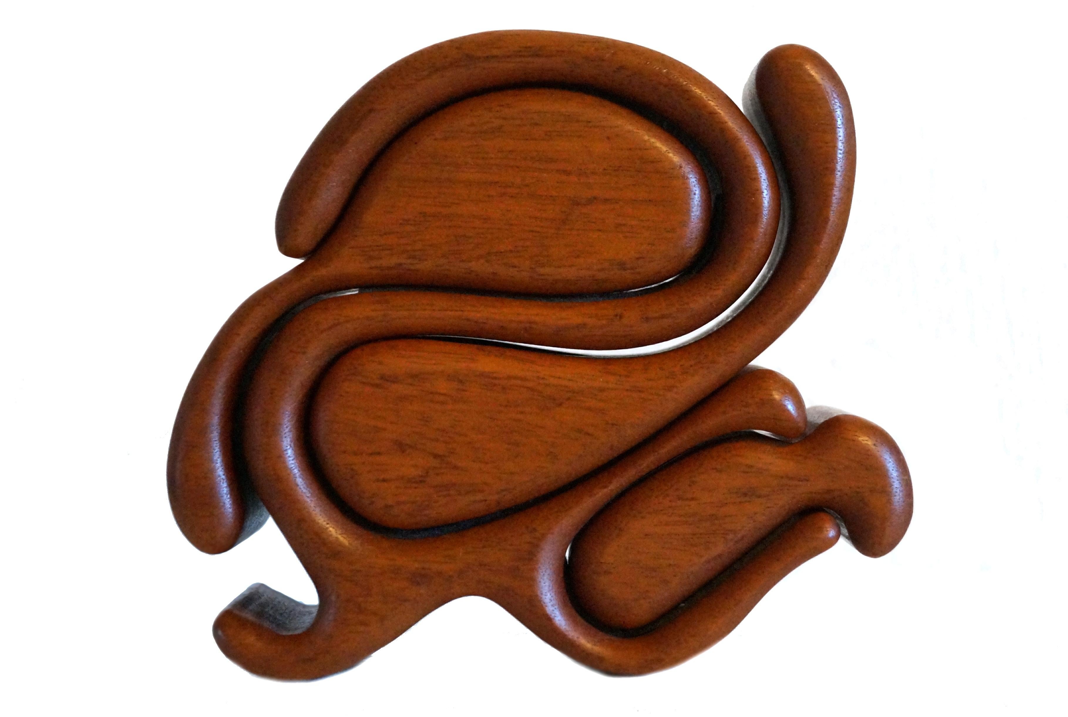 American Sculptural Carved Teak Scandinavian Modern Wood Puzzle Box Richard Rothbard For Sale