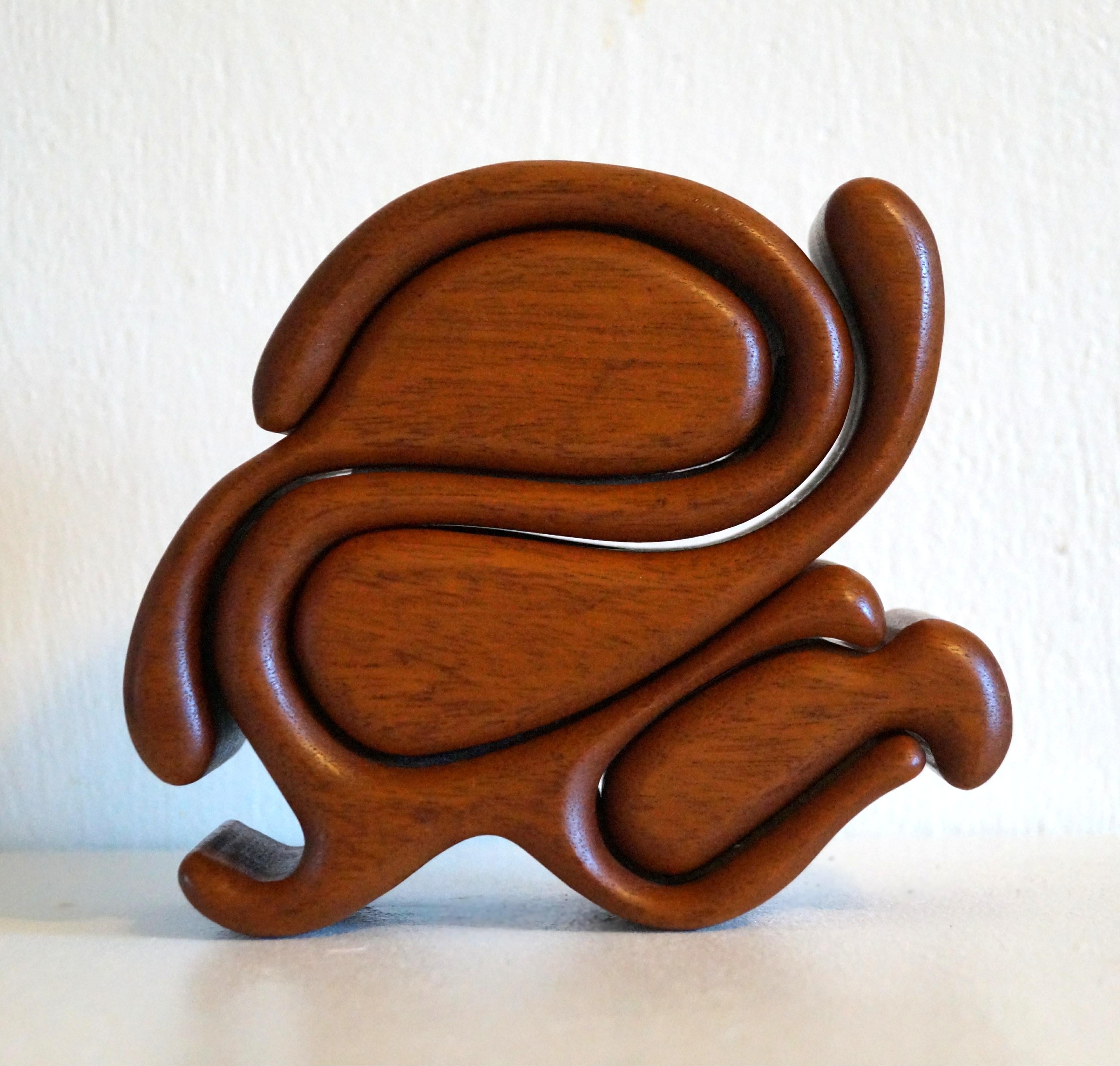 Sculptural Carved Teak Scandinavian Modern Wood Puzzle Box Richard Rothbard In Good Condition For Sale In Wayne, NJ