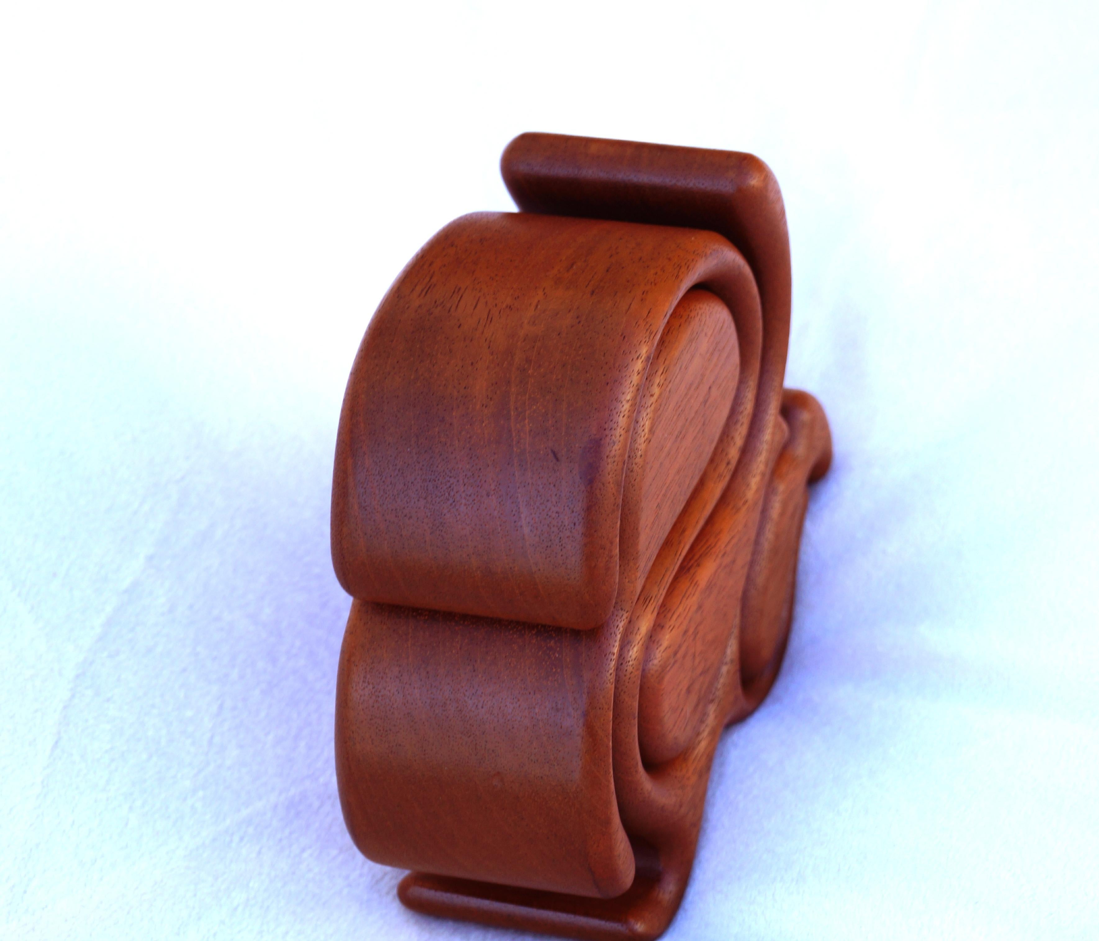 Sculptural Carved Teak Scandinavian Modern Wood Puzzle Box Richard Rothbard For Sale 2