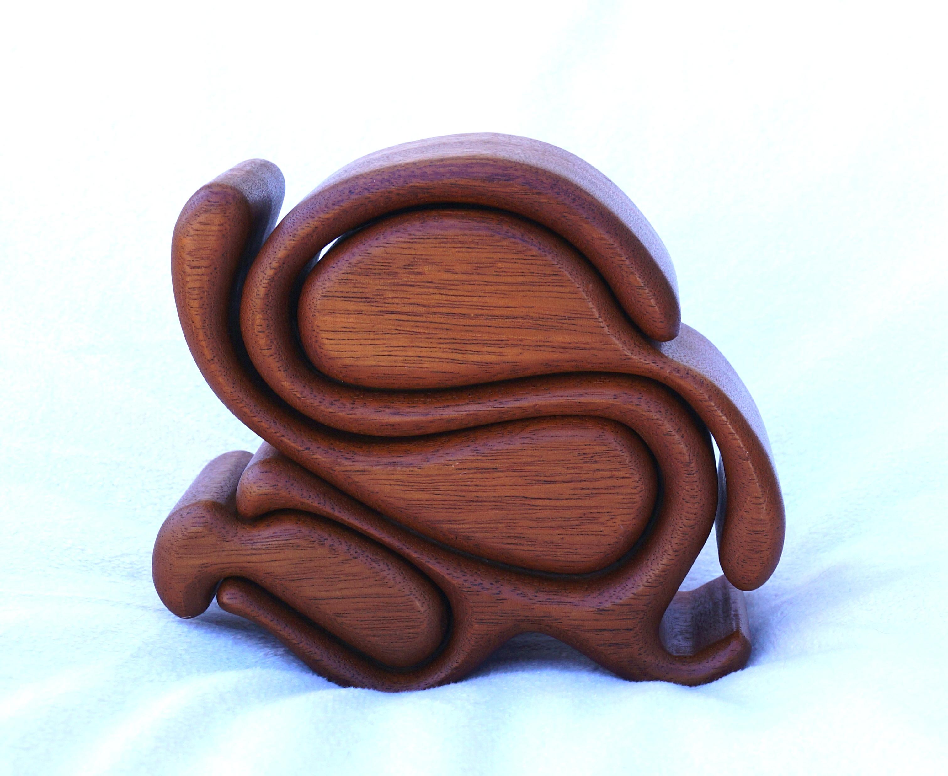 Sculptural Carved Teak Scandinavian Modern Wood Puzzle Box Richard Rothbard For Sale 4