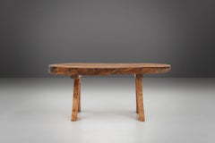 Sculptural carved tree trunk coffee table in oak, France ca. 1850