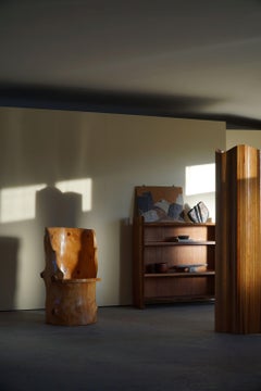 Silla Brutalista Tallada Wabi Sabi de Pino Macizo, Suecia, años 1960