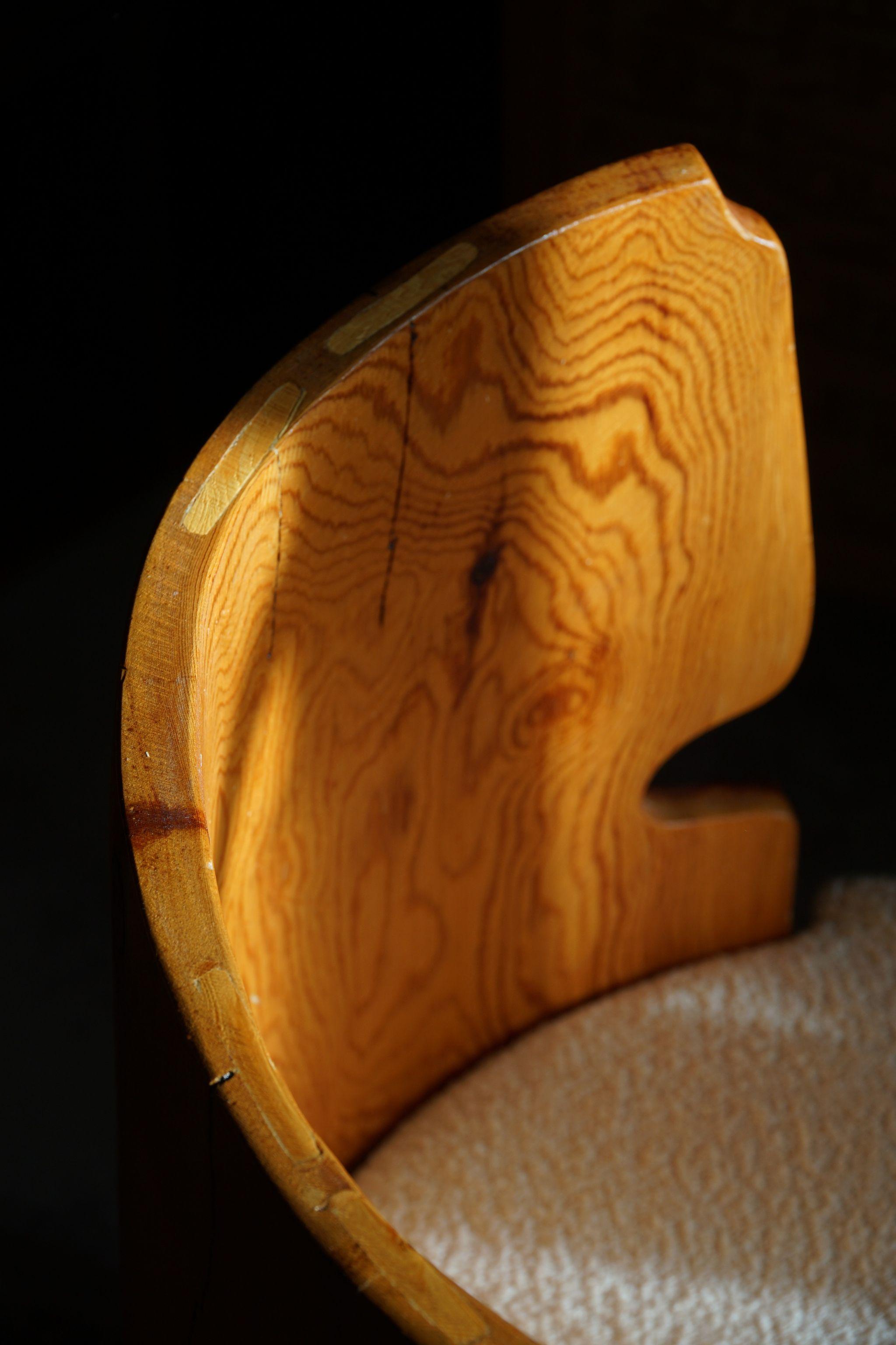 Sculptural Carved Wabi Sabi Brutalist Stump Chair in Solid Pine, Swedish, 1970s For Sale 1