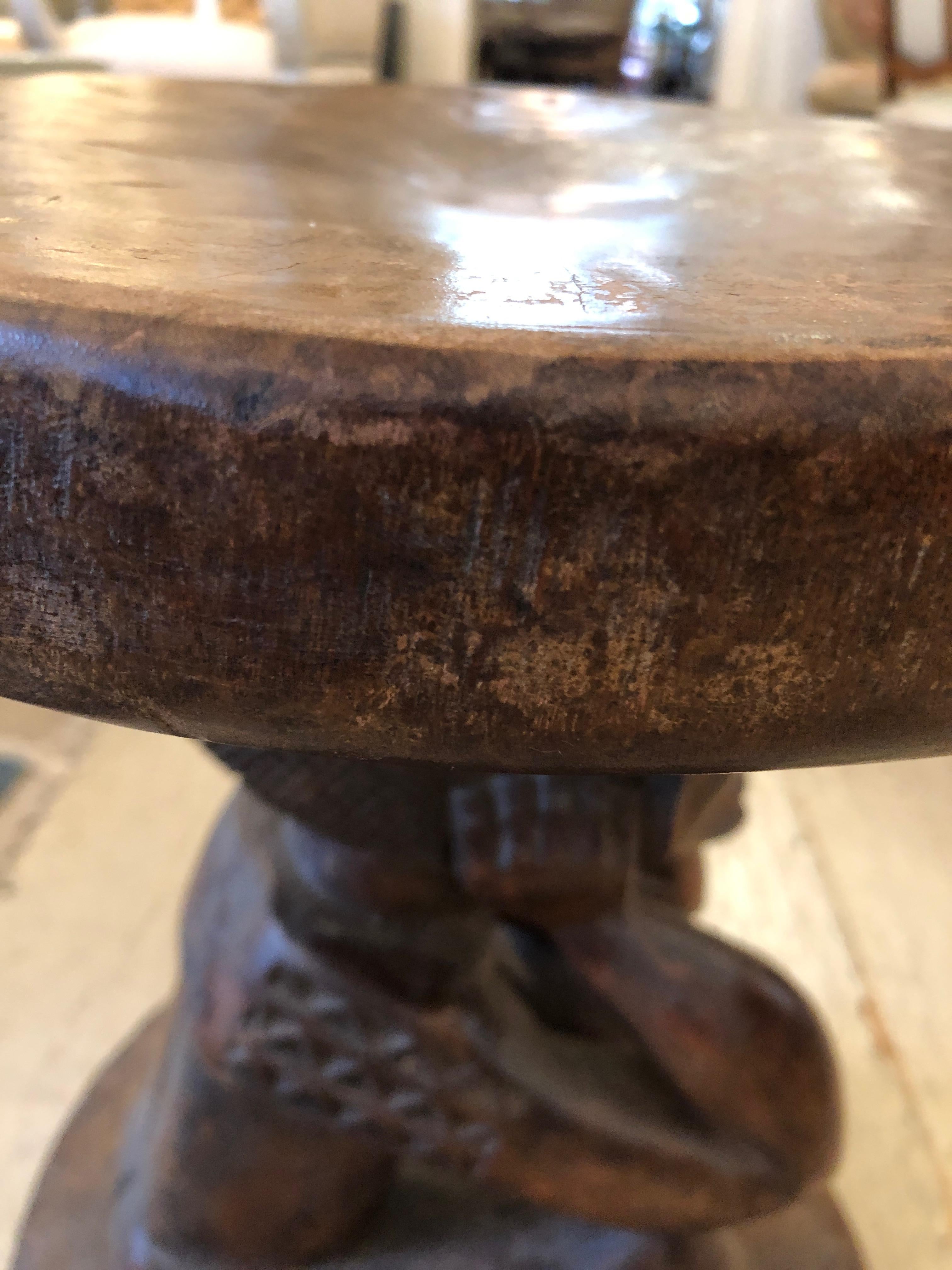 Sculptural Carved Wood African Side Table 1