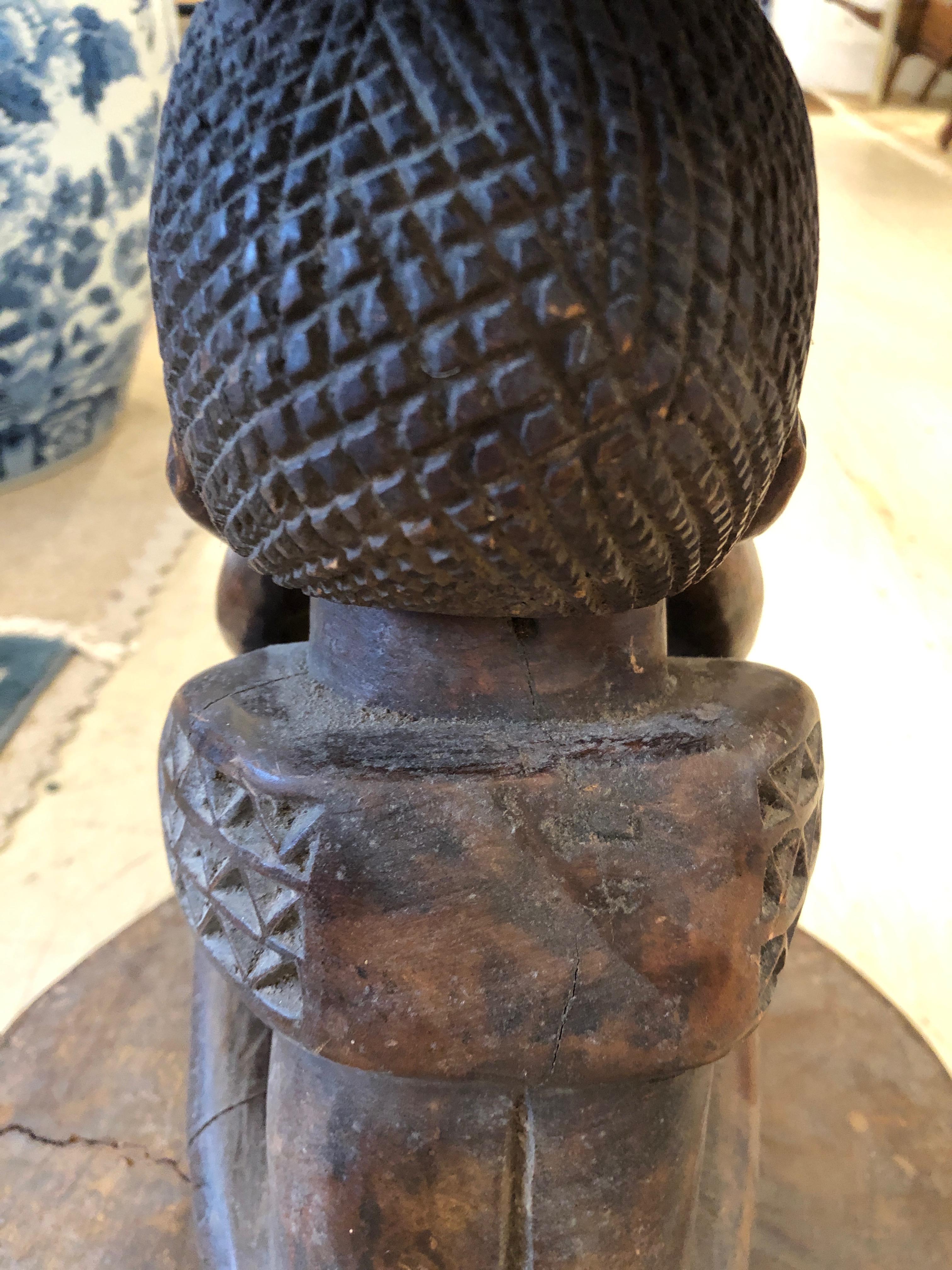 Early 20th Century Sculptural Carved Wood African Side Table