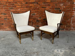 Sculptural Carved Wood Armchairs, a pair