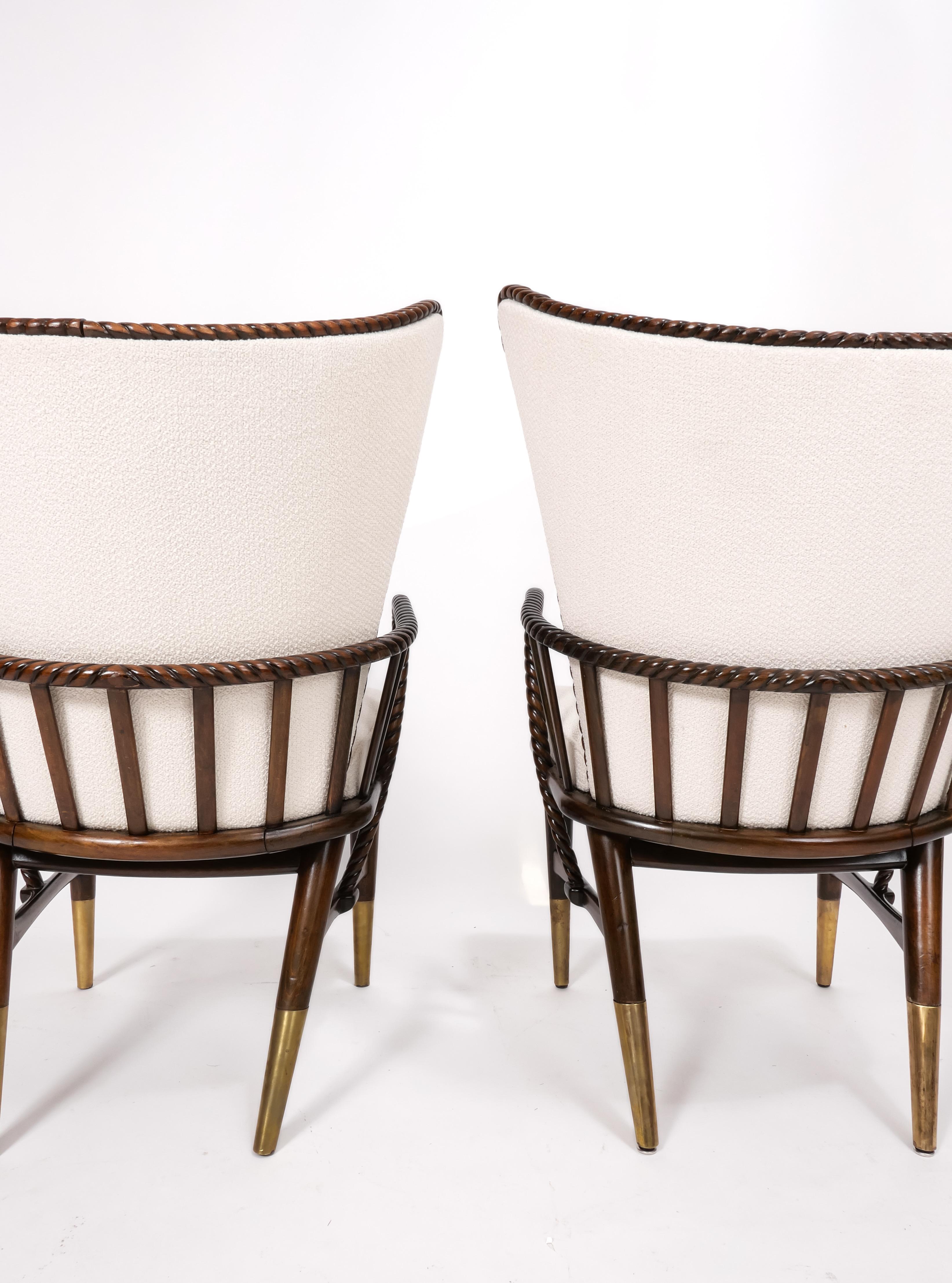 Mid-Century Modern Sculptural Carved Wood Armchairs, a pair For Sale