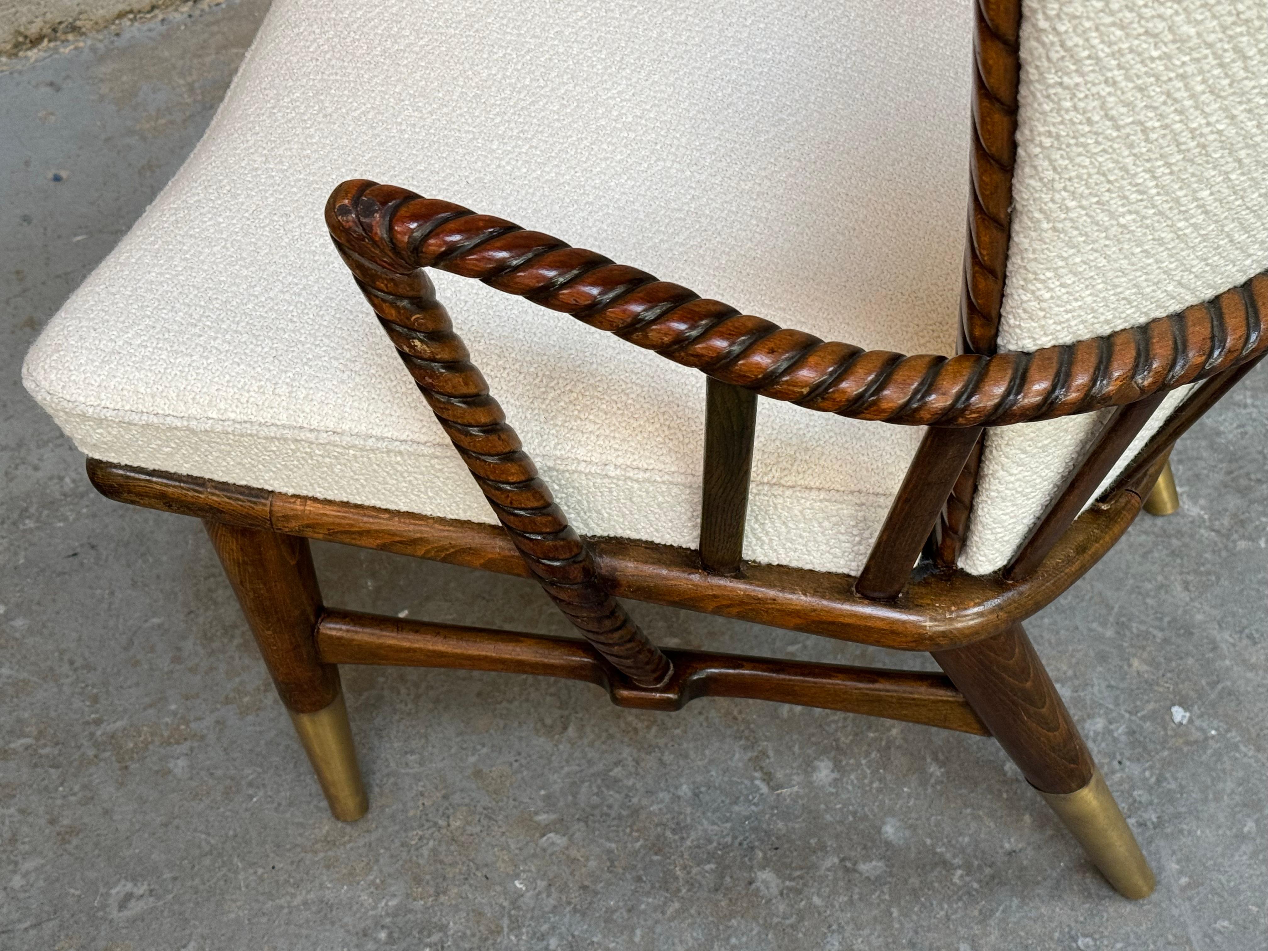 Hand-Crafted Sculptural Carved Wood Armchairs, a pair