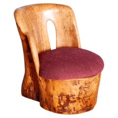 Sculptural Carved Wood Chair, Artist Crafted, 1980s