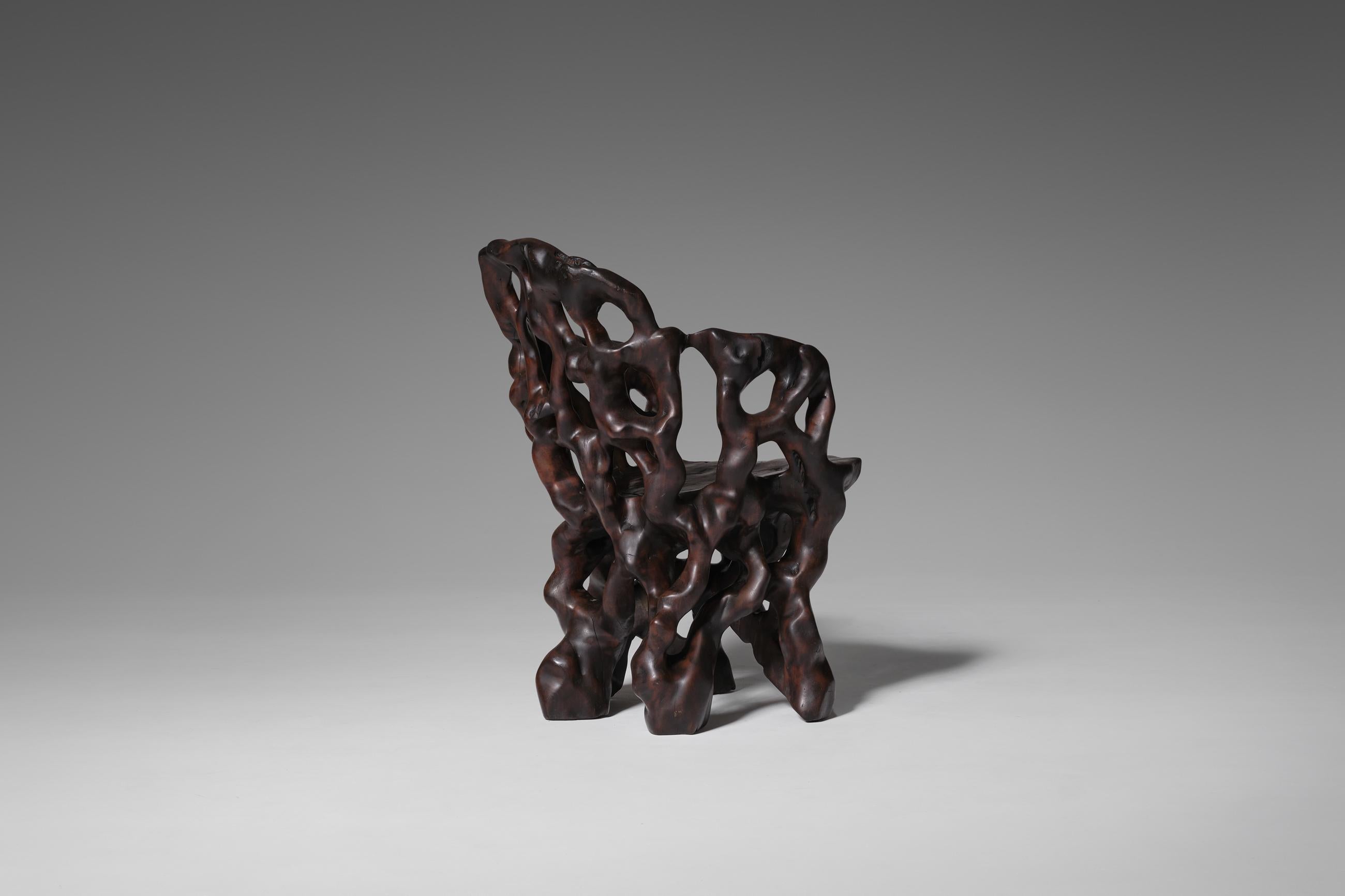 Sculptural Carved Wooden ‘Root’ Chairs 5