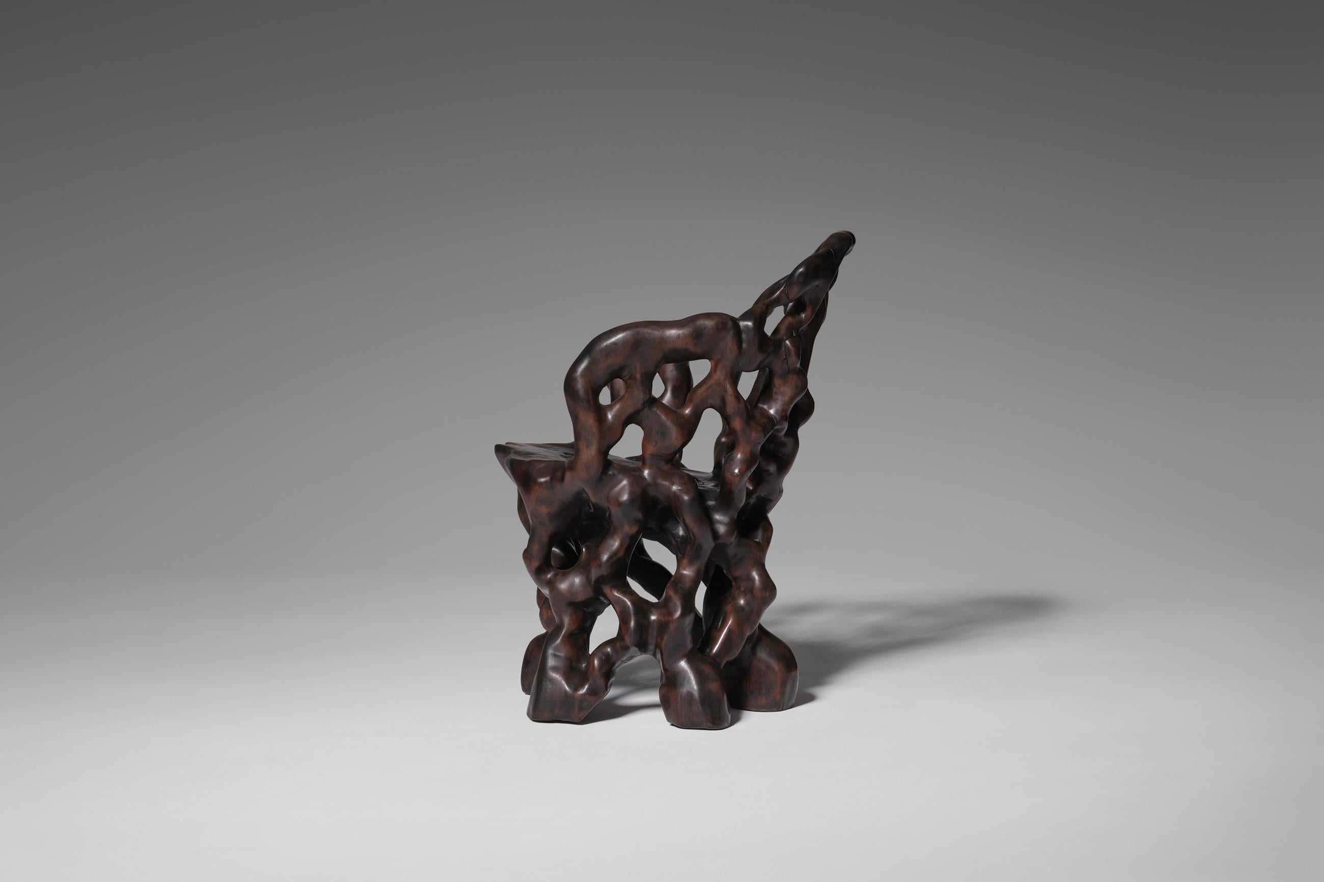 Sculptural Carved Wooden ‘Root’ Chairs 6