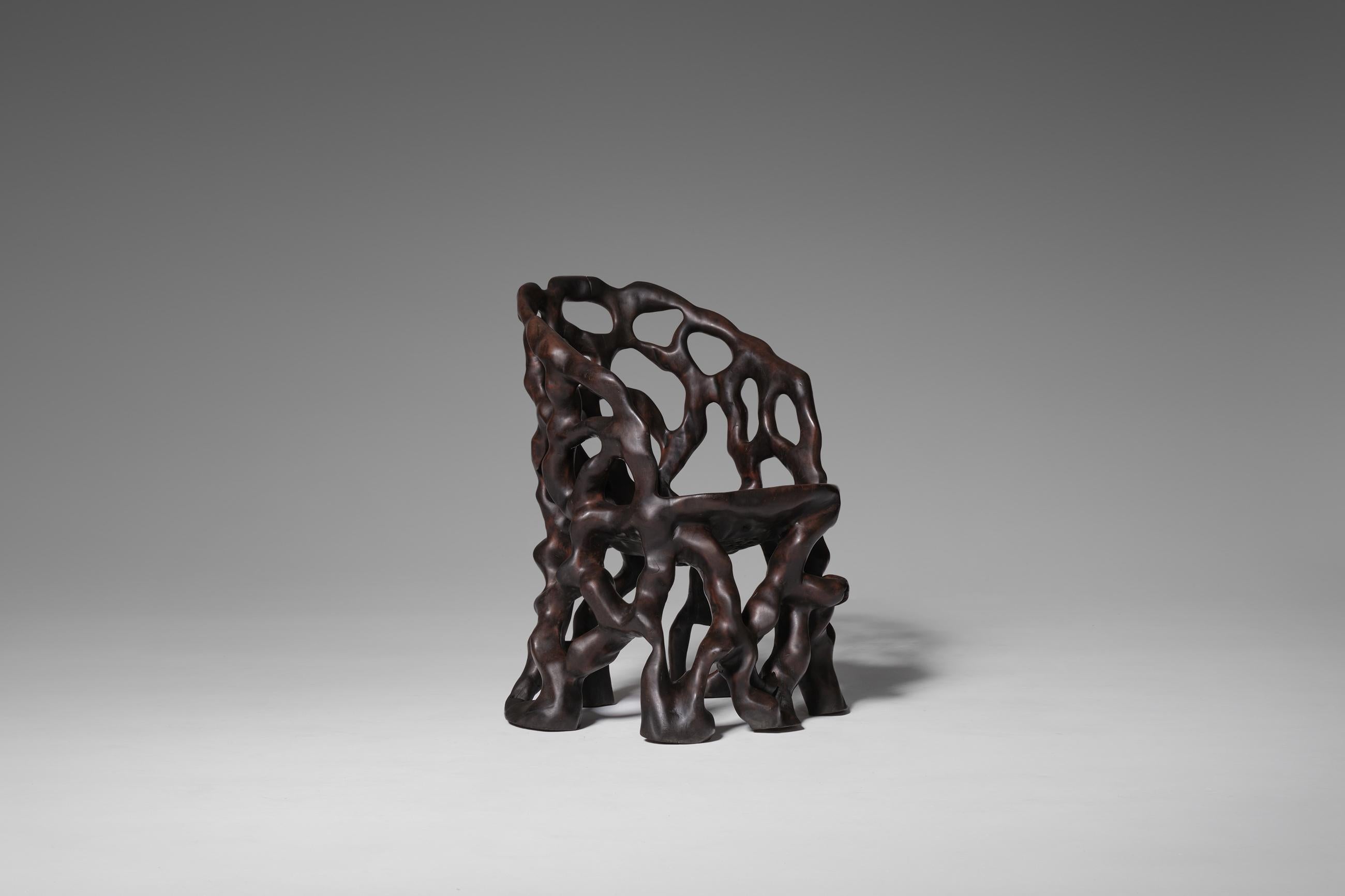 Sculptural Carved Wooden ‘Root’ Chairs 7