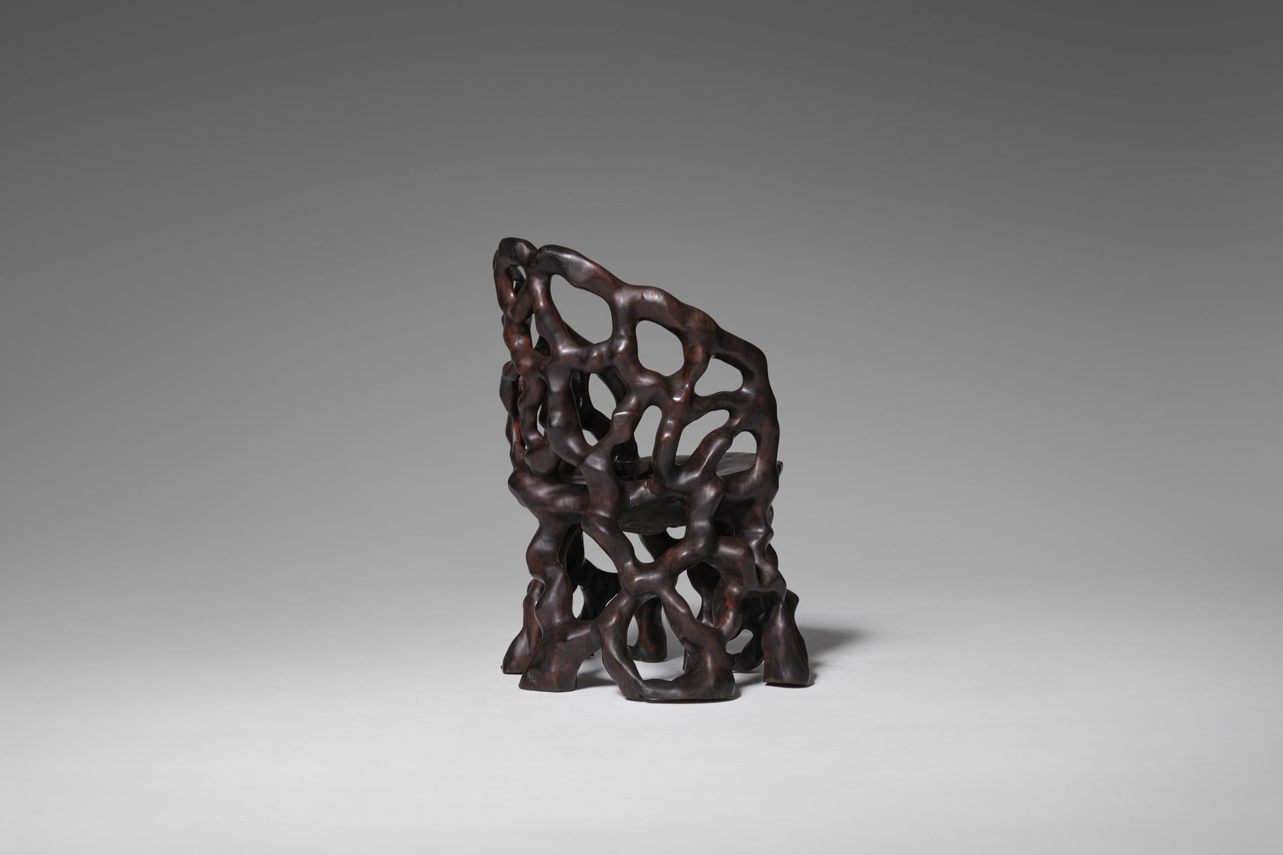 Sculptural Carved Wooden ‘Root’ Chairs 8