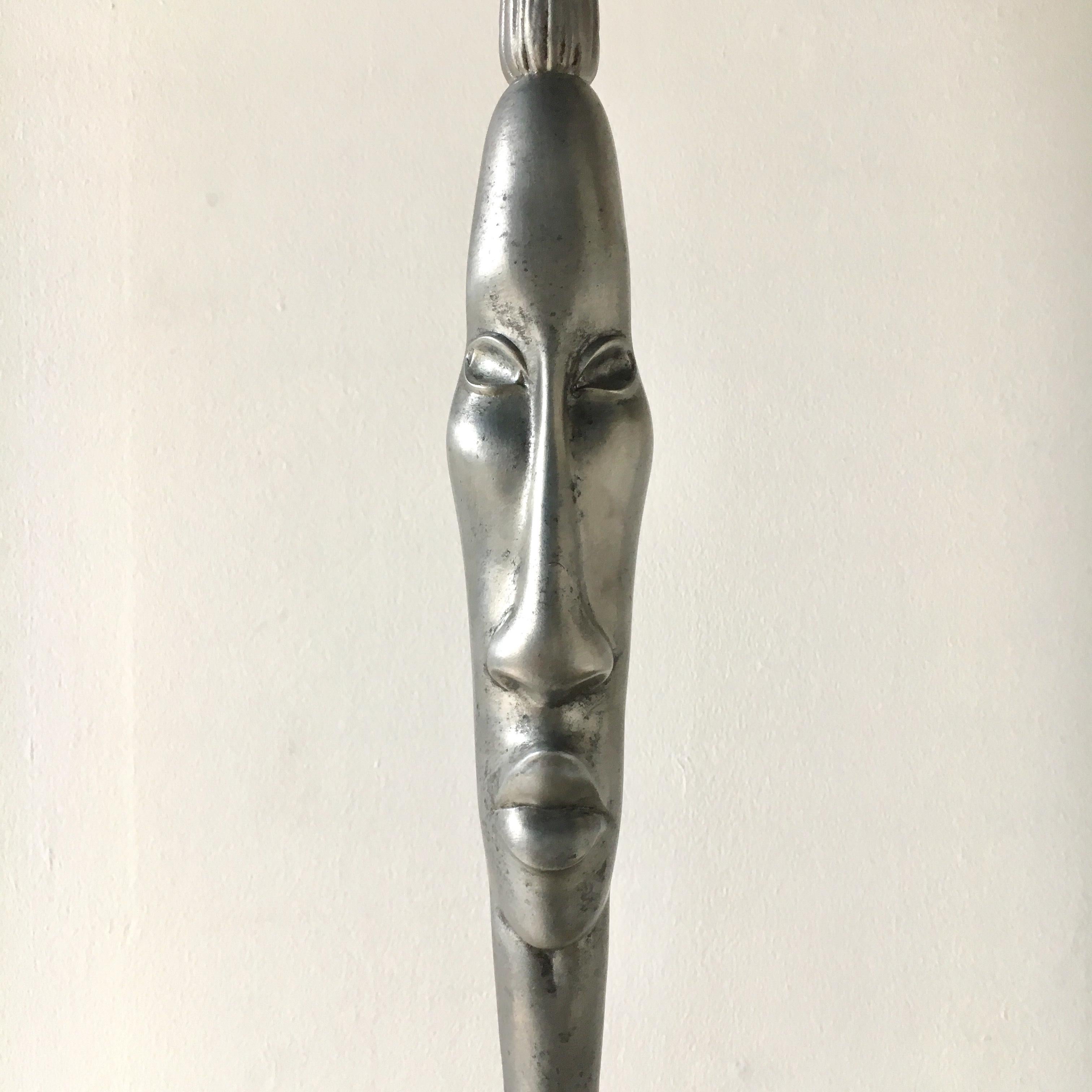 Mid-20th Century Sculptural Cast Aluminium Tiki Uplighter, 1940s For Sale