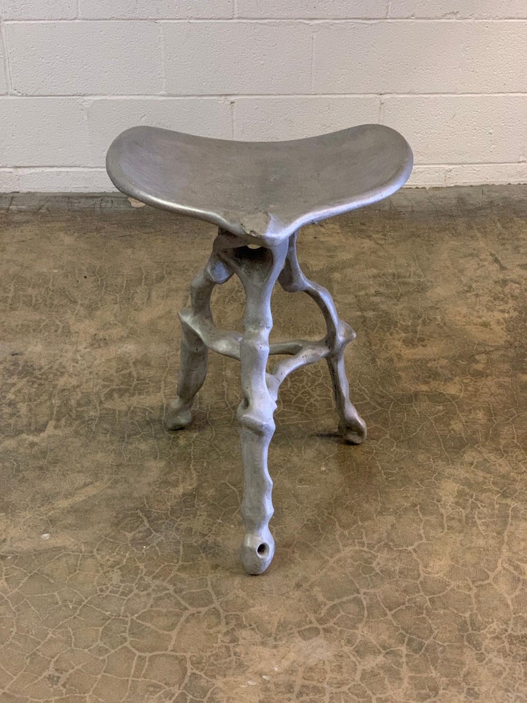 Sculptural Cast Aluminum Stool by Denis Wagner For Sale 8