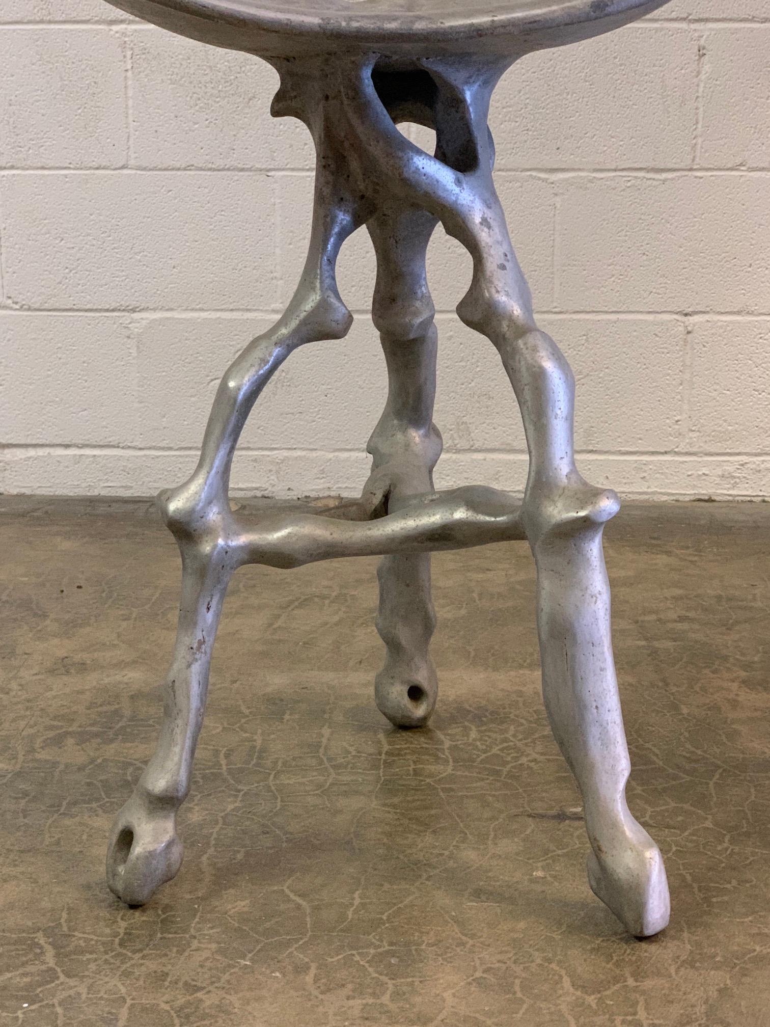 Sculptural Cast Aluminum Stool by Denis Wagner In Good Condition For Sale In Dallas, TX