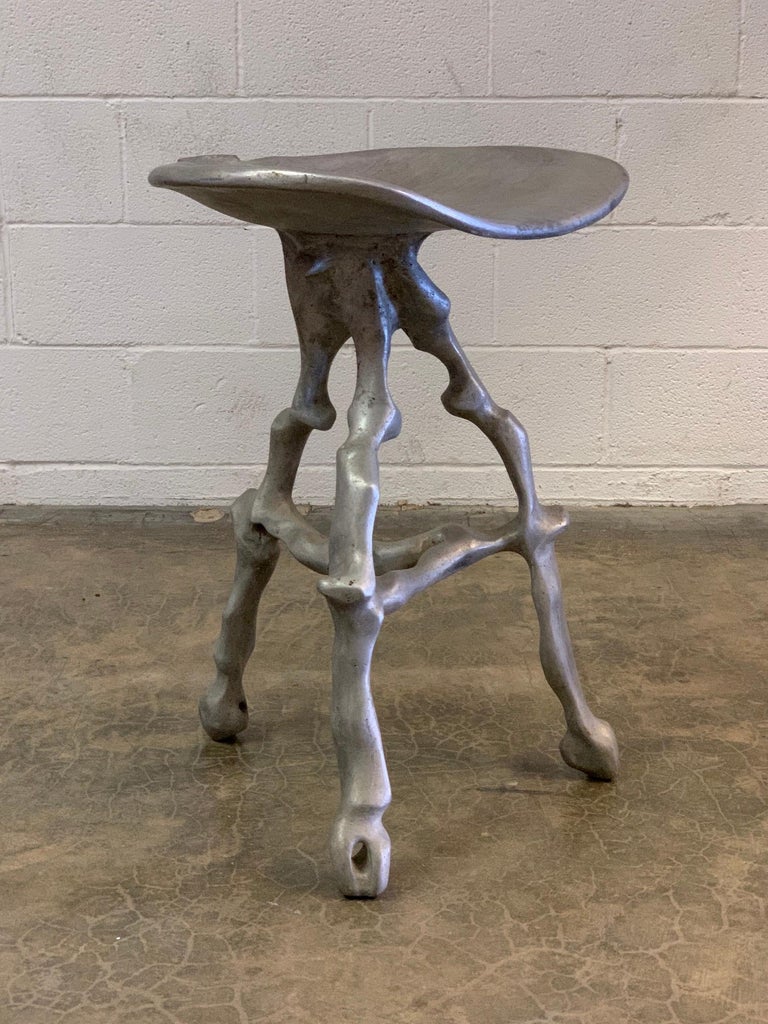 Sculptural Cast Aluminum Stool by Denis Wagner For Sale 2