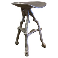 Vintage Sculptural Cast Aluminum Stool by Denis Wagner