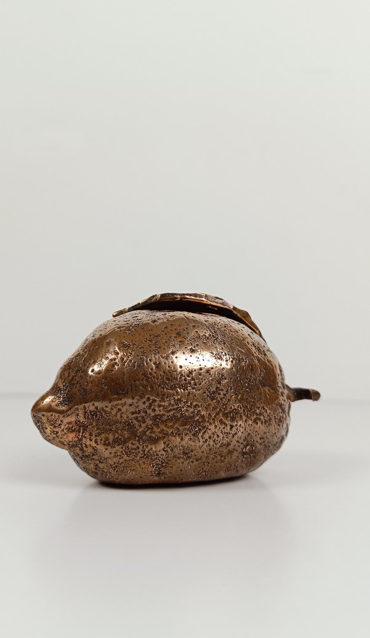 Sculptural Cast-Brass Paperweight Shaped as an Amalfi Coast Lemon, 1970s (Messing) im Angebot