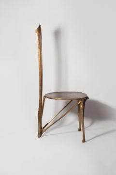 Sculptural Cast Bronze Chair IGNIS OSSIUM, Customizable Patina —Maroon Gold
