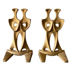 Sculptural Cast Iron Bookends in the Manner of Frederick Weinberg, circa 1955