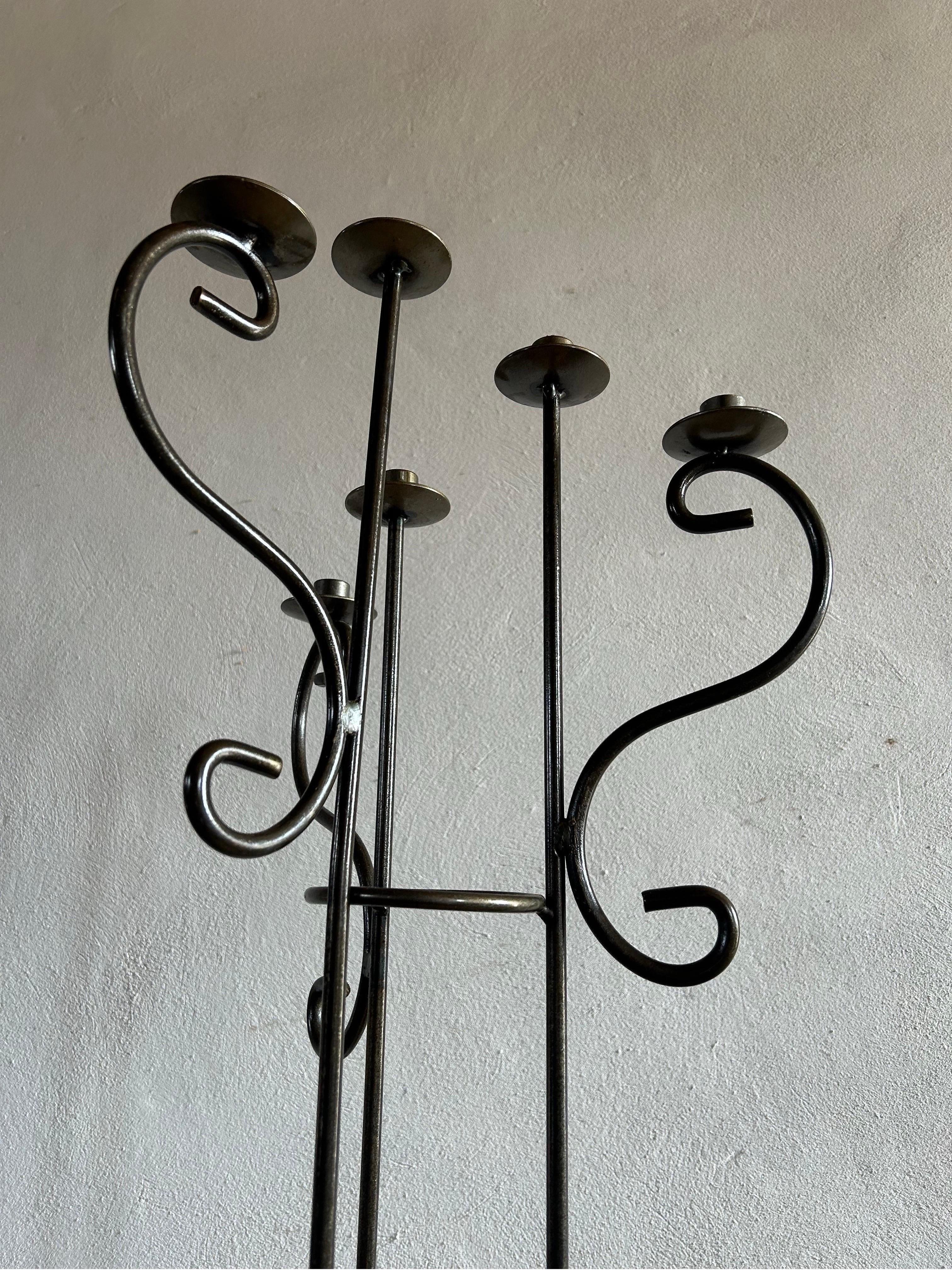 Sculptural Cast Iron Floor Candelabra, Denmark 1970’s In Good Condition For Sale In Valby, 84