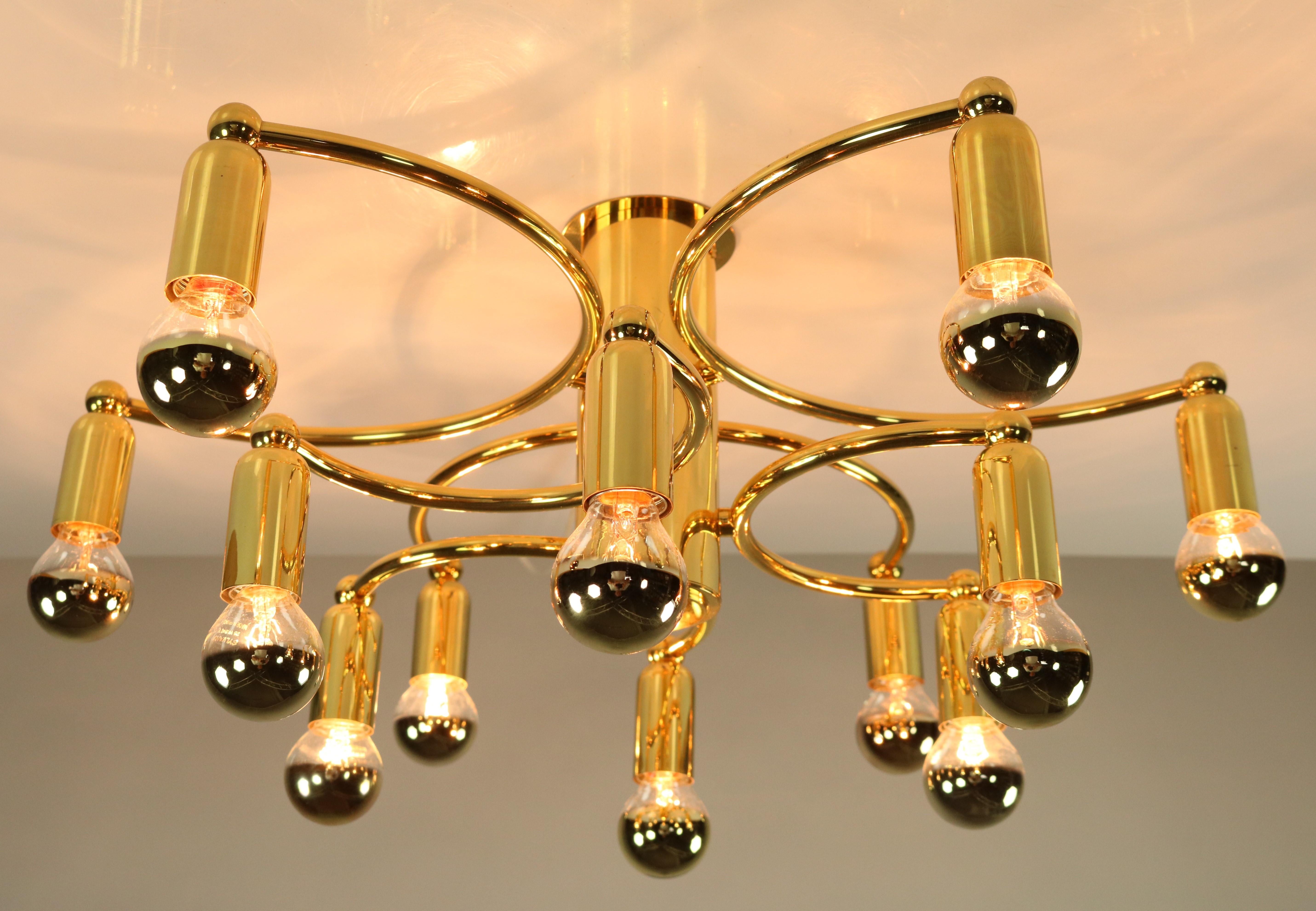 Mid-Century Modern Sculptural Ceiling Fixture Lamp Flush Mount Leola Sciolari 1960s-1970s Light For Sale