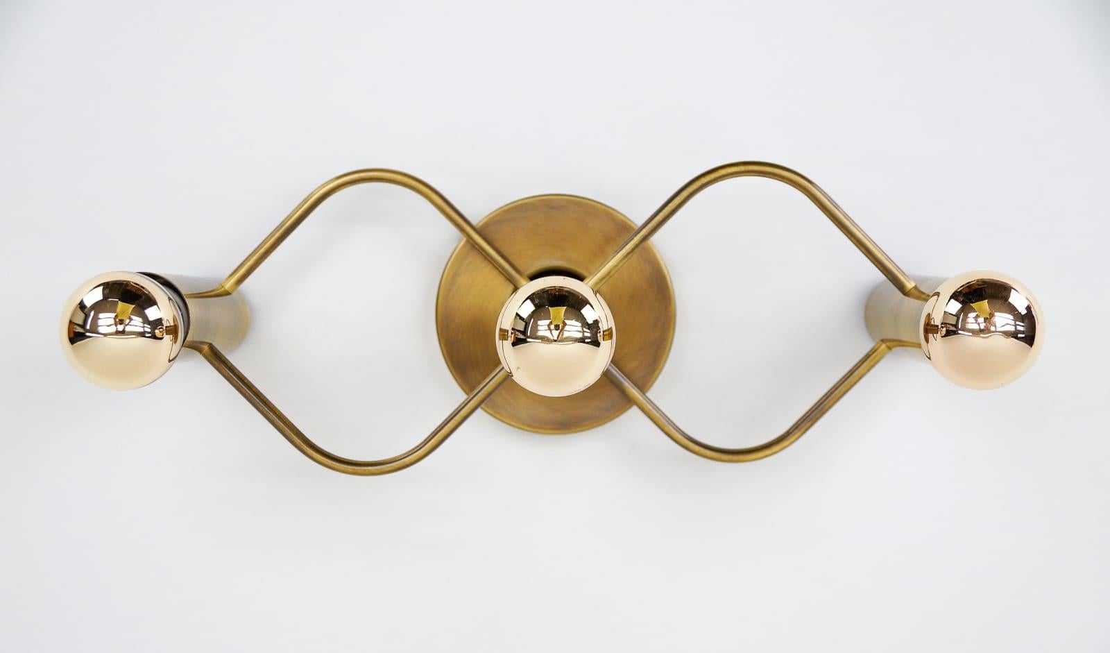 Mid-Century Modern Set of Sculptural Ceiling and Wall Light Flush Mount Chandelier by Leola, 1960s For Sale