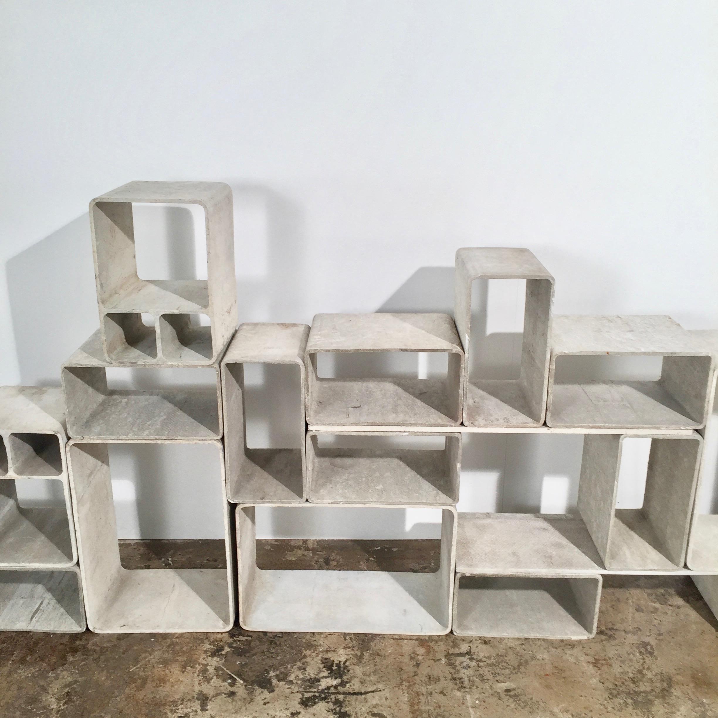 Swiss Sculptural Cement Modular Bookcase by Willy Guhl