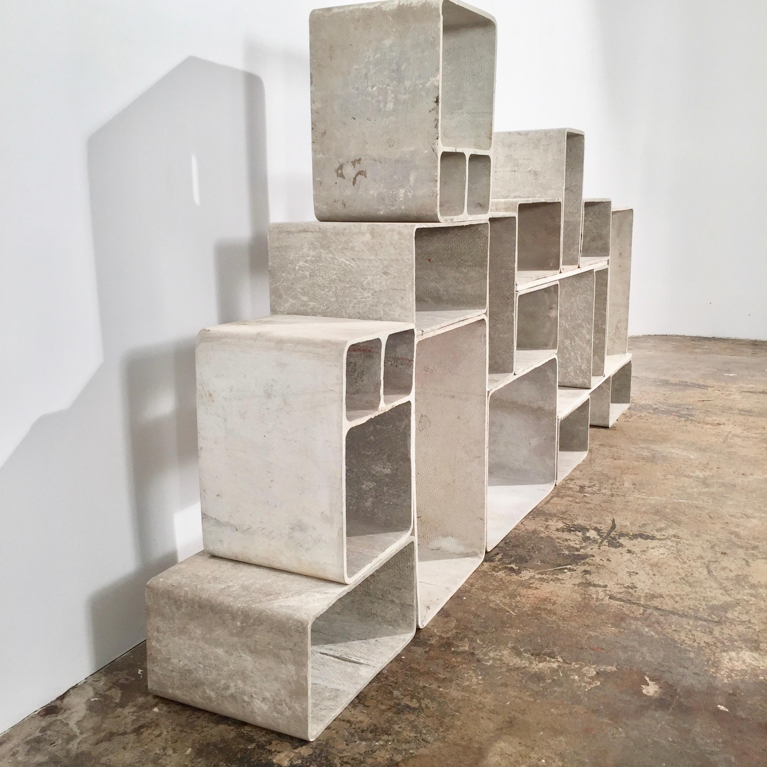 Sculptural Cement Modular Bookcase by Willy Guhl In Excellent Condition In Los Angeles, CA