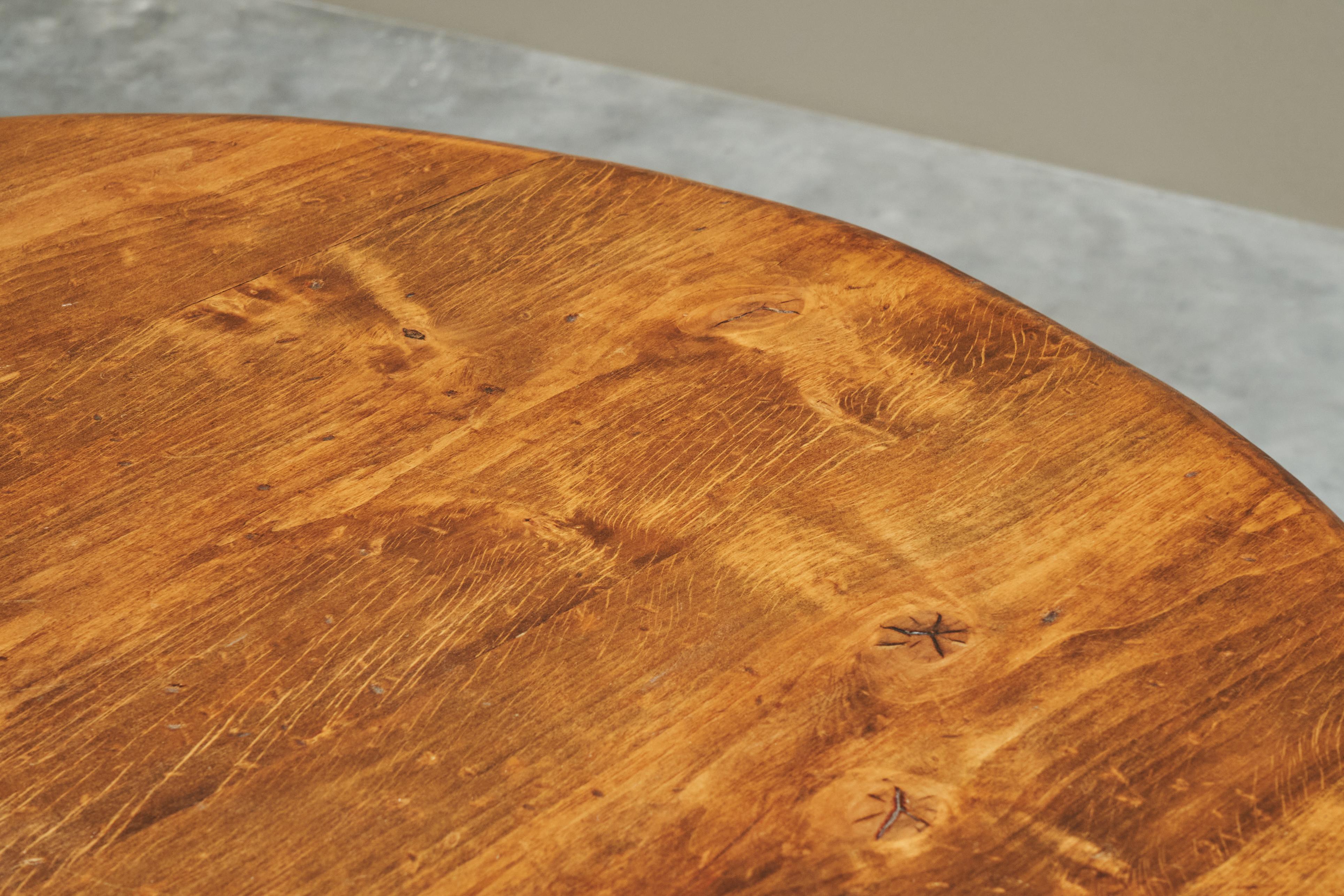 European Sculptural Center or Dining Table in Solid Oak 1960s For Sale