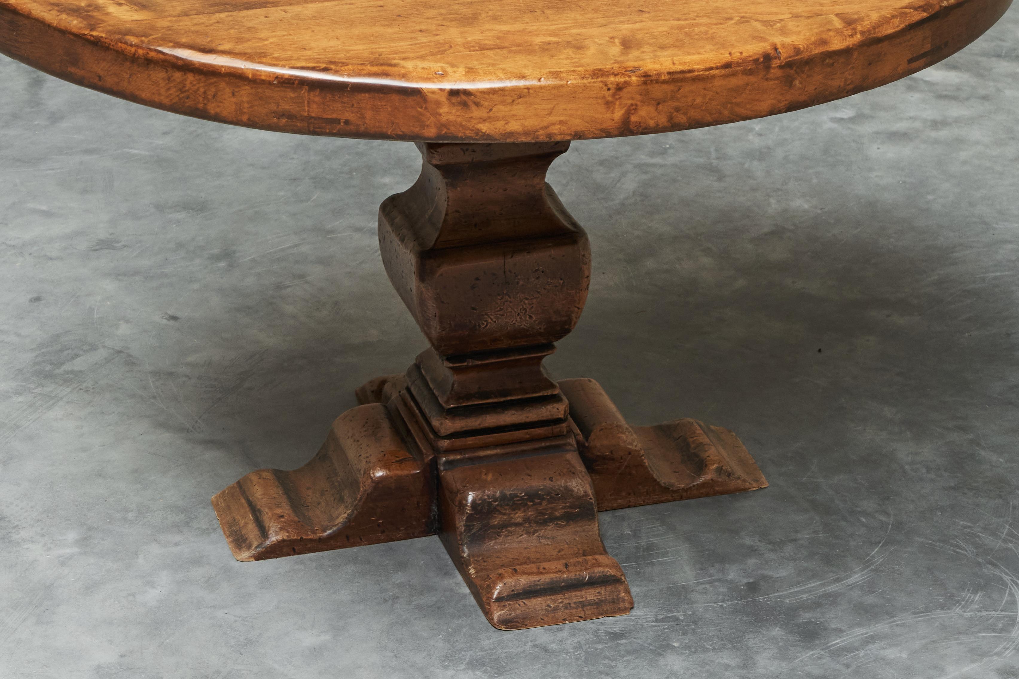 20th Century Sculptural Center or Dining Table in Solid Oak 1960s For Sale