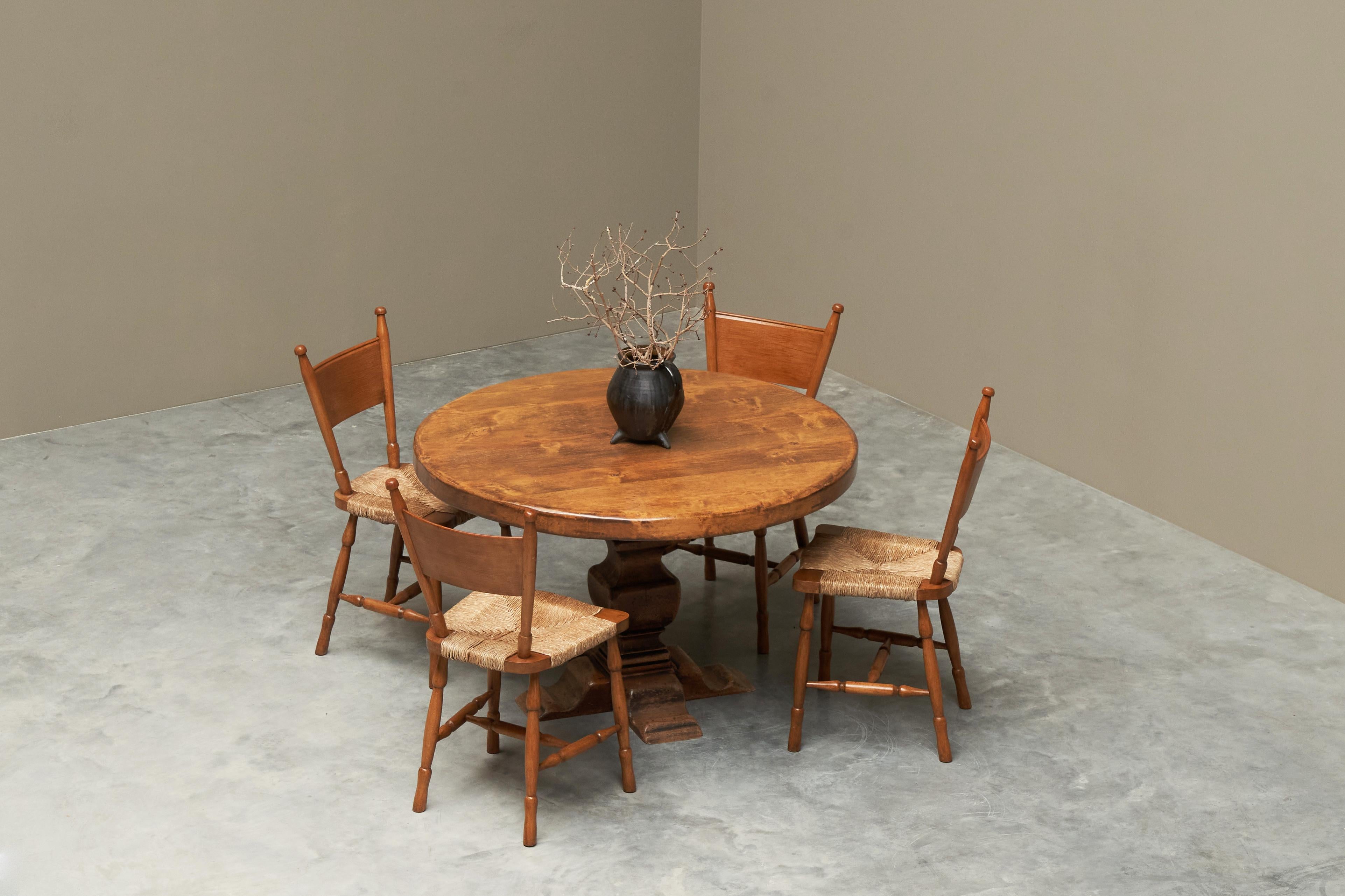 Sculptural Center or Dining Table in Solid Oak 1960s For Sale 3