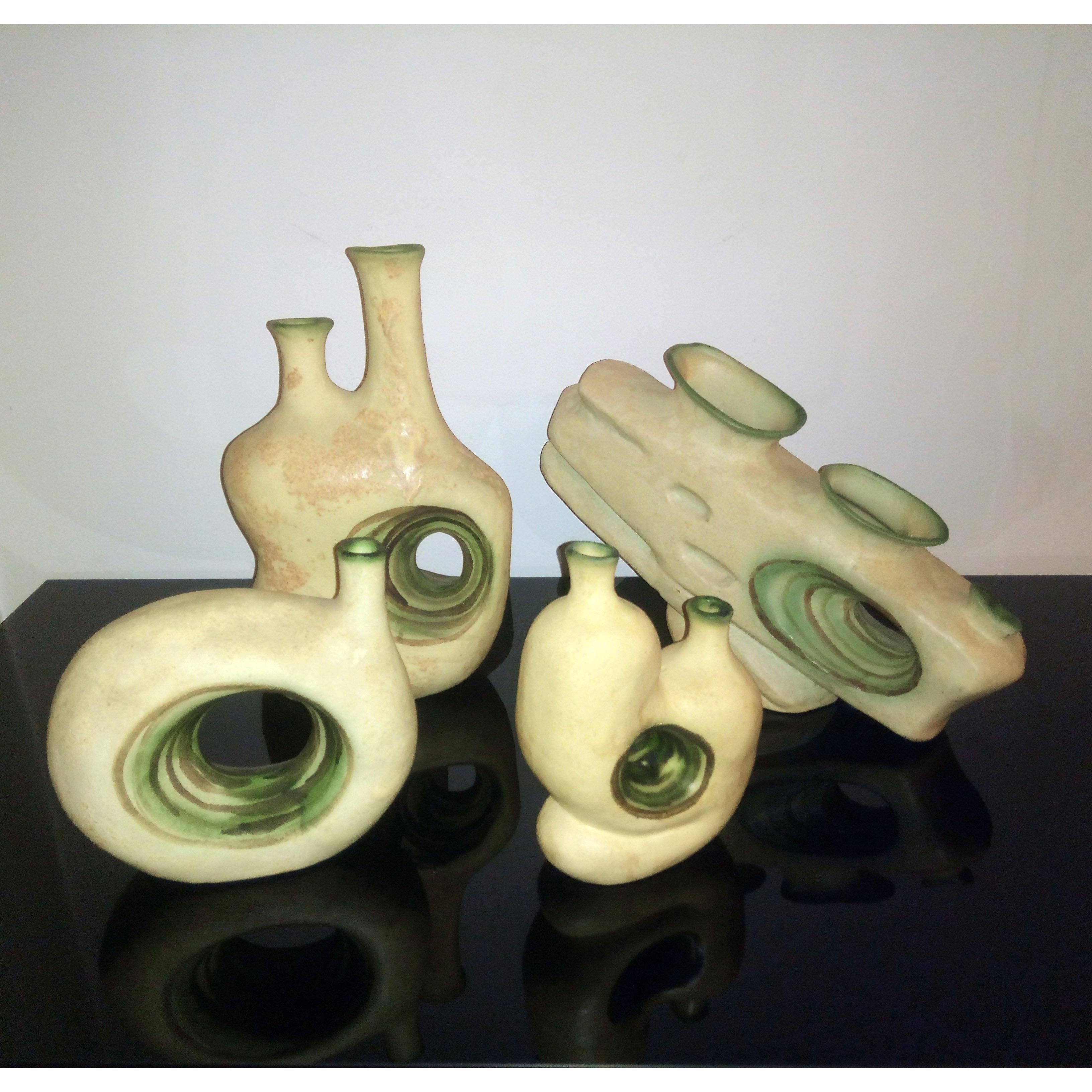 Mid-Century Modern Vases d'art sculpturaux en céramique par Nikos Dazelidis, Grèce, années 1960 - Lot de 4 en vente