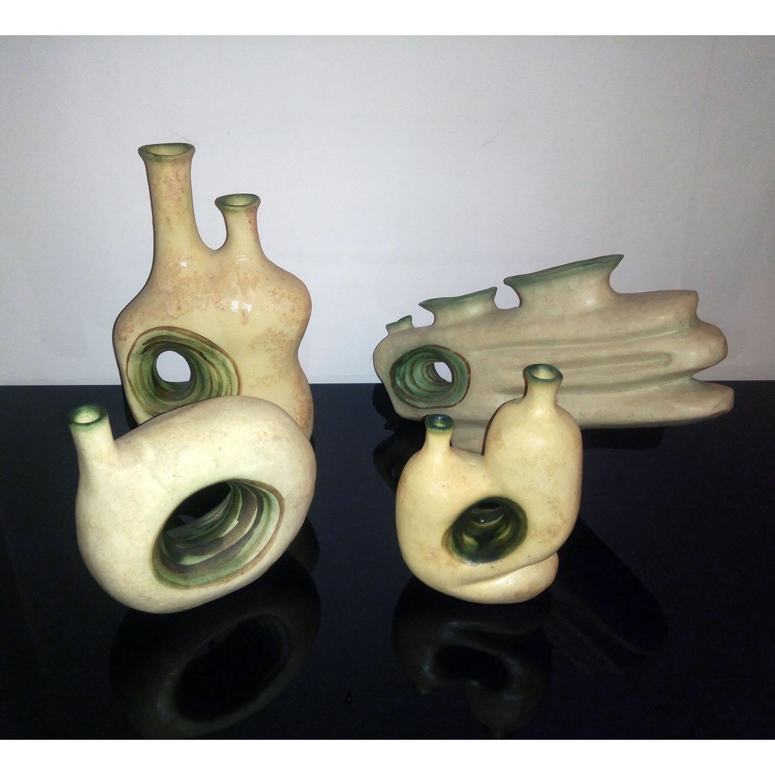 Grec Vases d'art sculpturaux en céramique par Nikos Dazelidis, Grèce, années 1960 - Lot de 4 en vente