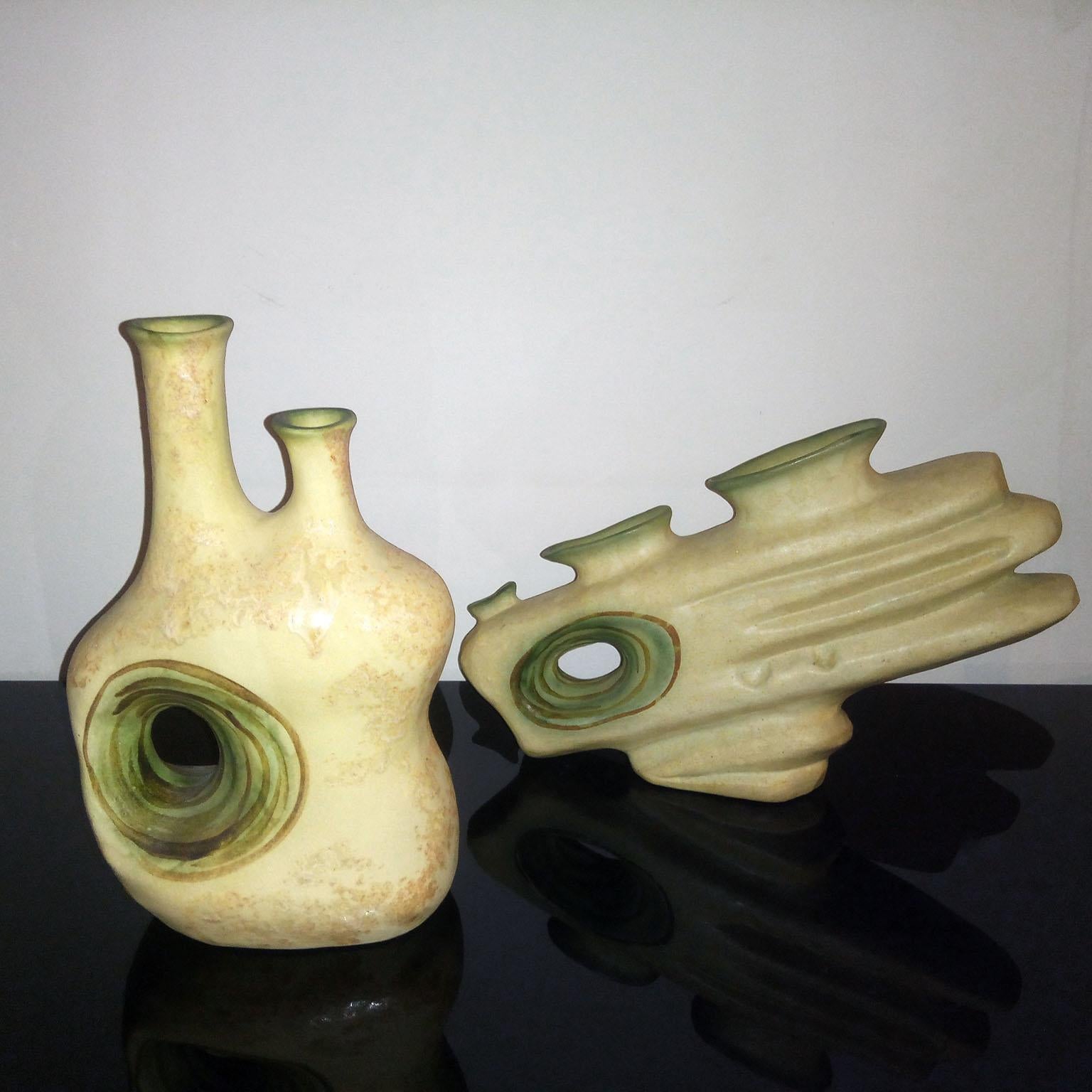 Vases d'art sculpturaux en céramique par Nikos Dazelidis, Grèce, années 1960 - Lot de 4 Excellent état - En vente à Bochum, NRW