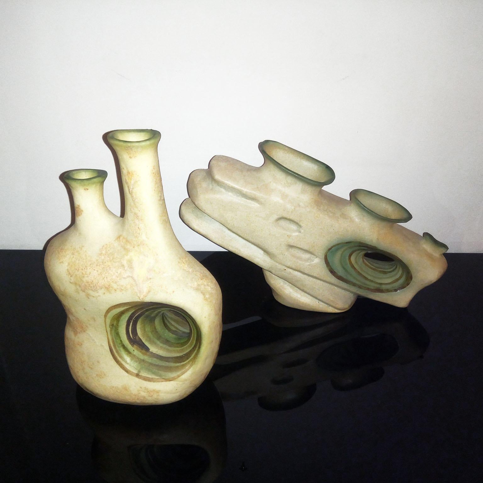 Milieu du XXe siècle Vases d'art sculpturaux en céramique par Nikos Dazelidis, Grèce, années 1960 - Lot de 4 en vente