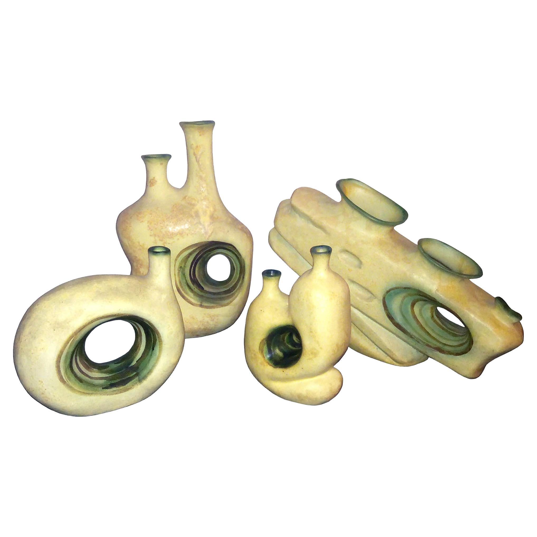 Vases d'art sculpturaux en céramique par Nikos Dazelidis, Grèce, années 1960 - Lot de 4 en vente