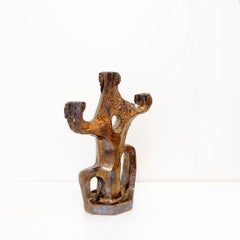 Sculptural ceramic candle holder by Walter Van Den Panhuyzen
