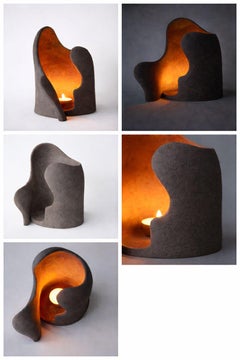 Portavelas escultórico de cerámica - Portavelas de forma orgánica hecho a mano