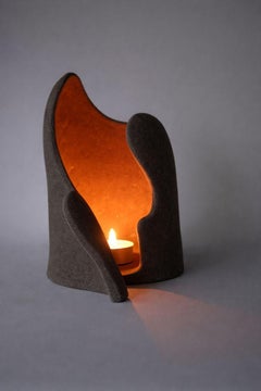 Portacandele scultoreo in ceramica - Portacandele dalla forma organica costruito a mano