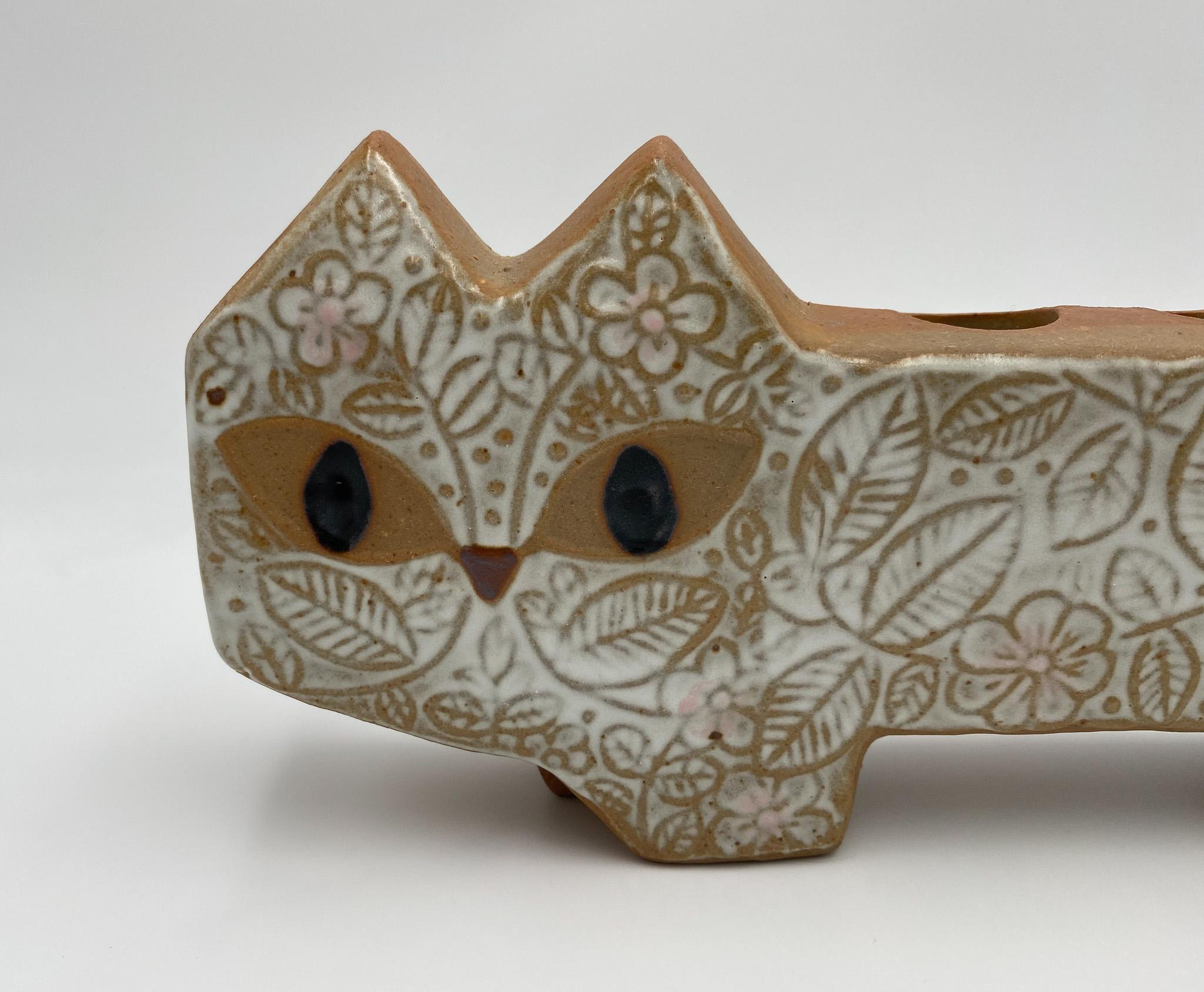 Skulpturaler Katzenkandelaber aus Keramik im Stil von Lisa Larson, 1960er Jahre  im Angebot 4