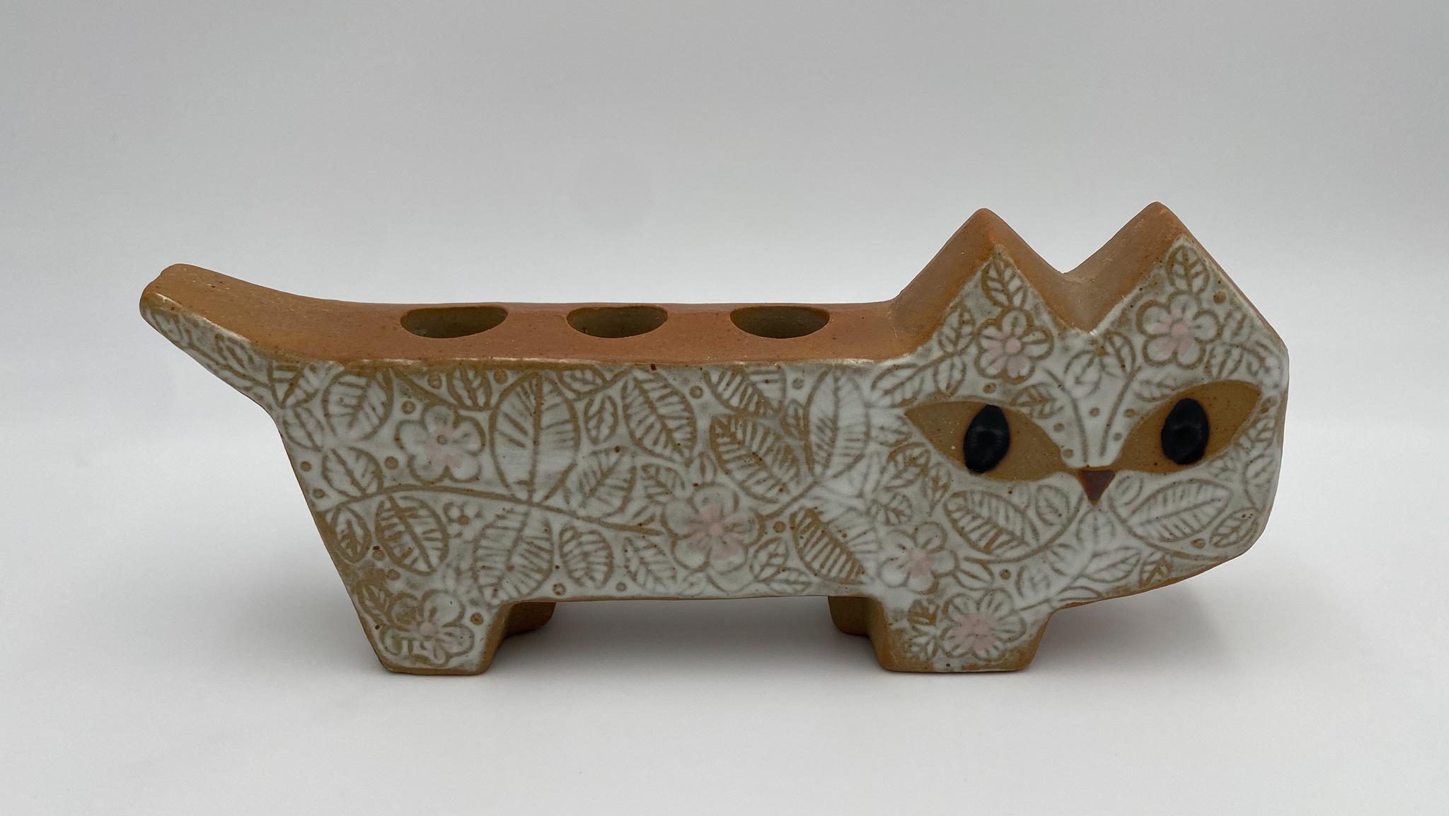 Skulpturaler Katzenkandelaber aus Keramik im Stil von Lisa Larson, 1960er Jahre  im Angebot 8
