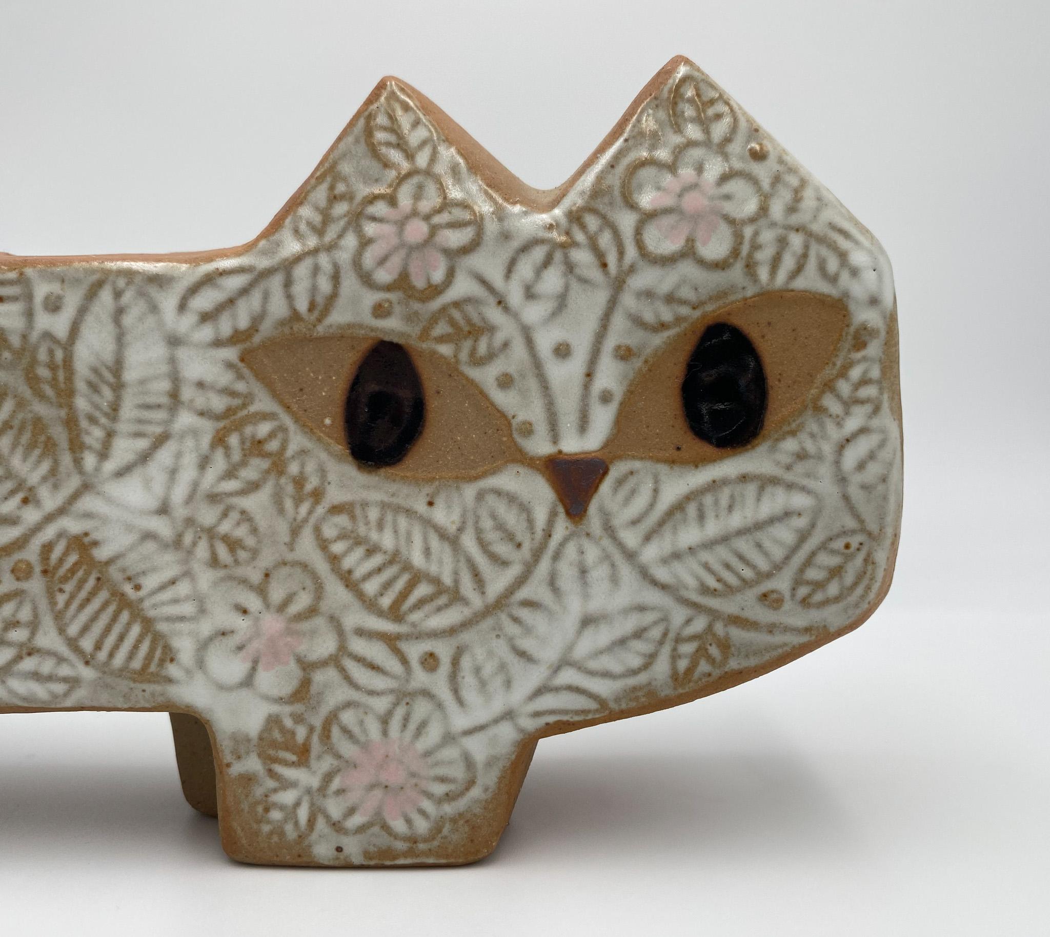 Scandinavian Sculptural Ceramic Cat Candelabra in the style of Lisa Larson, 1960's  For Sale