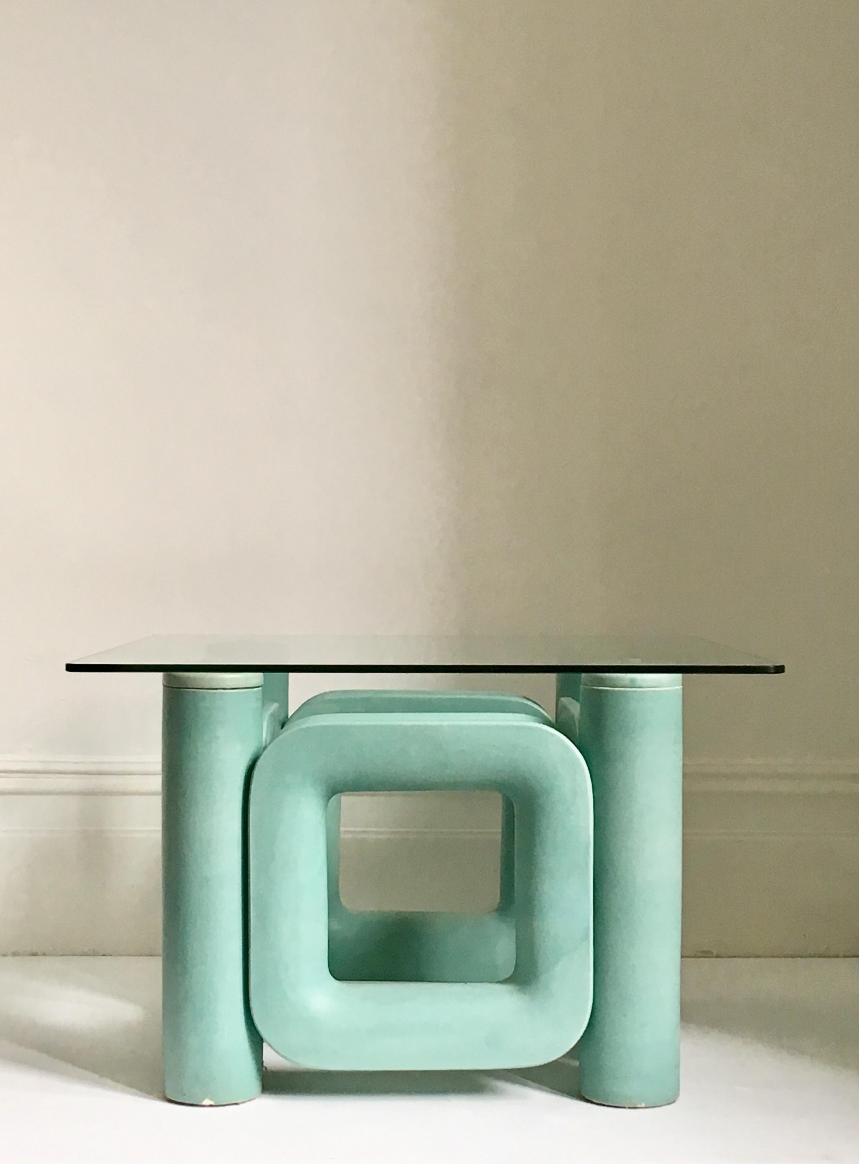 Sculptural Ceramic Coffee Table with Blue-Turquoise Satin Glaze, Italy, 1970s 9