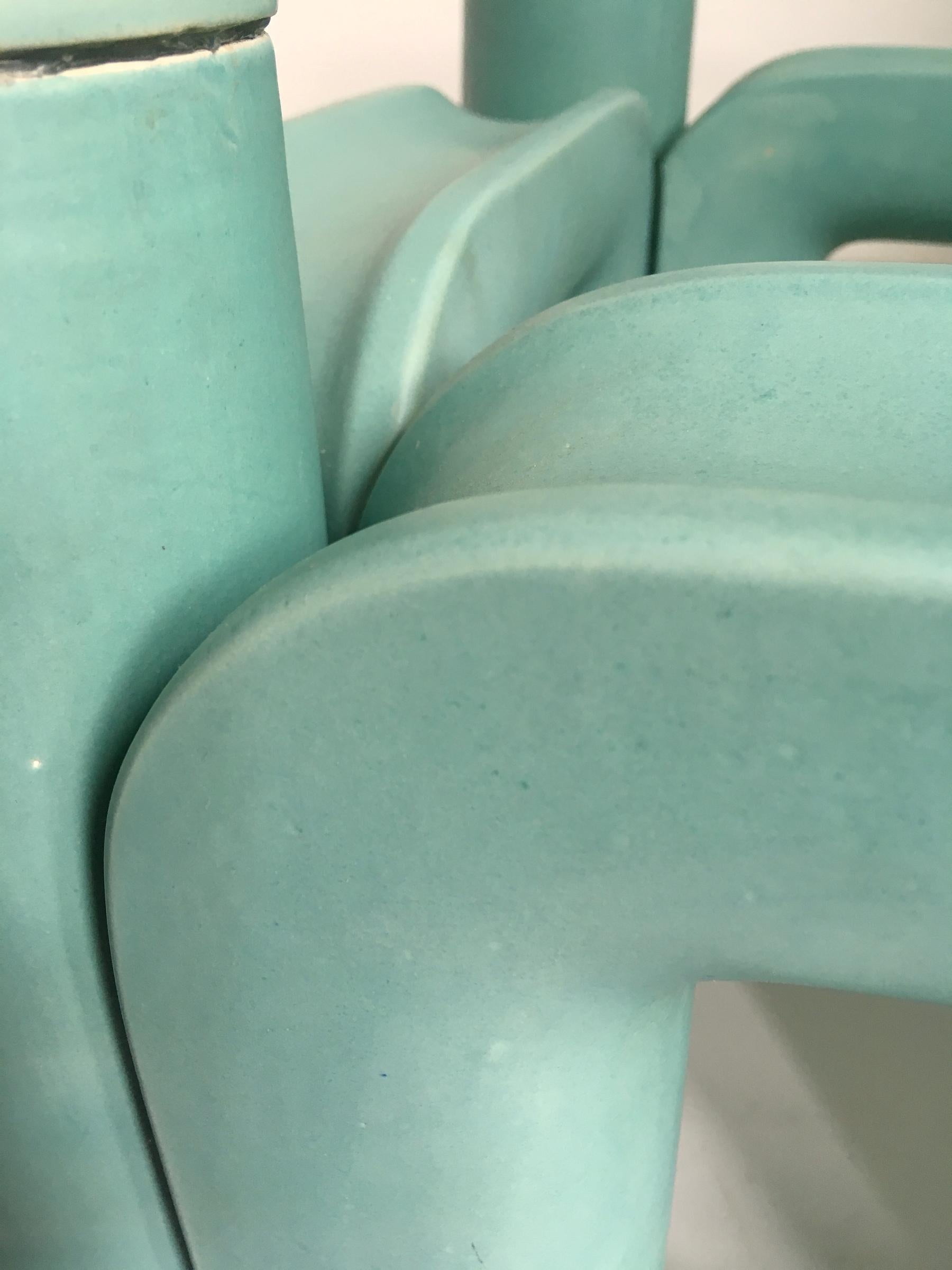 Sculptural Ceramic Coffee Table with Blue-Turquoise Satin Glaze, Italy, 1970s In Good Condition In London, GB